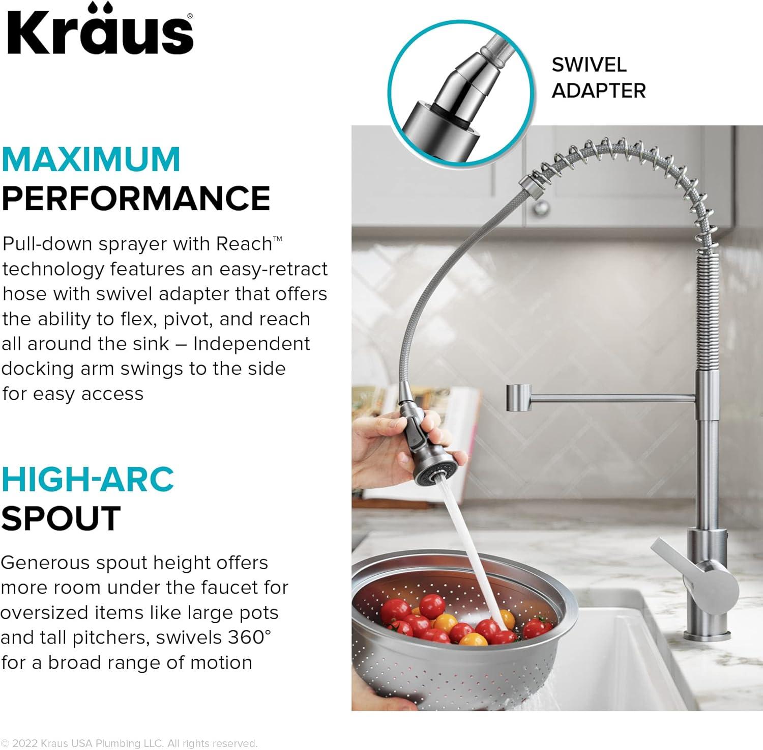 KRAUS Britt Touchless Sensor Commercial Single Handle Pull Down Kitchen Faucet