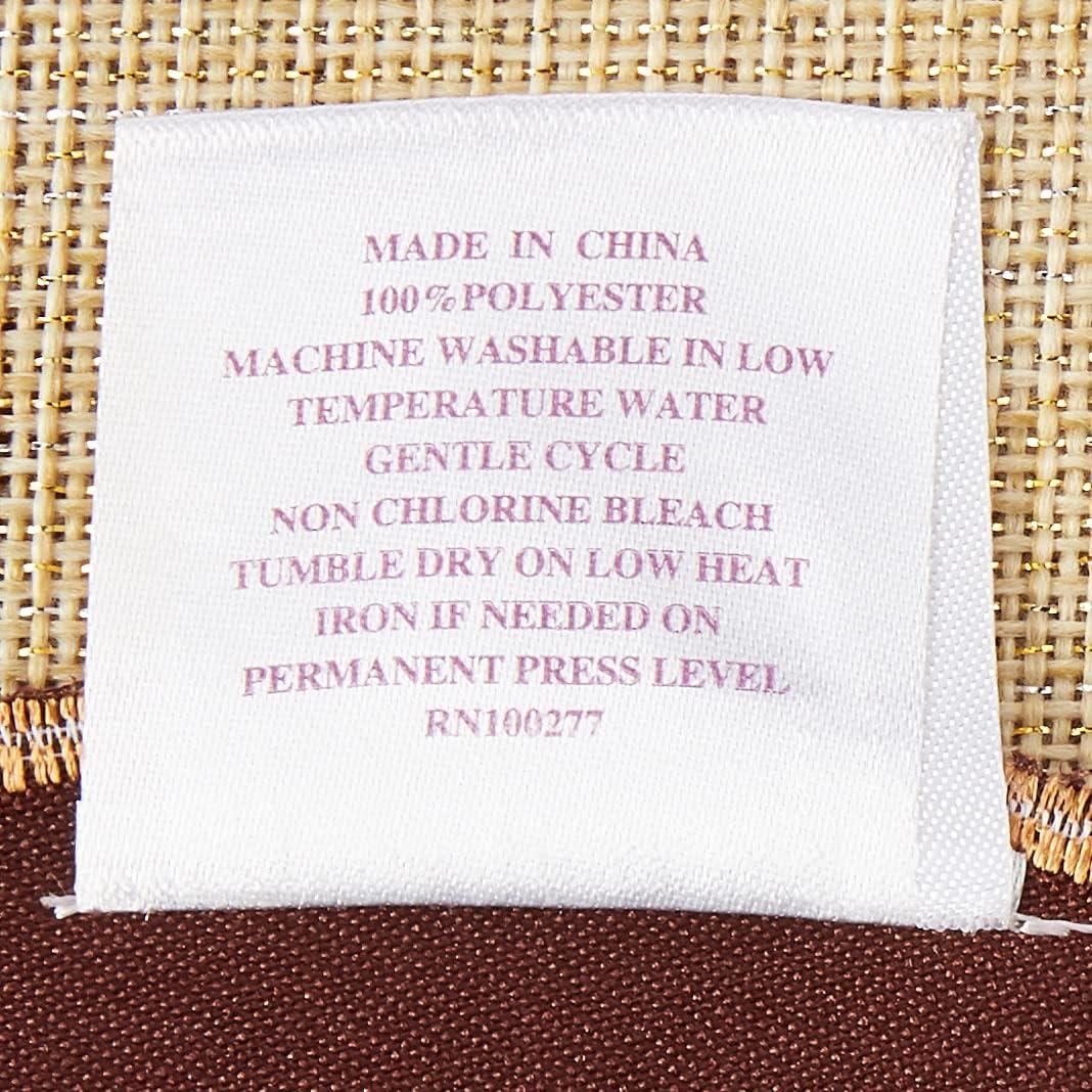 Violet Linen Thanksgiving Harvest Fall Pumpkin Pattern, Polyester Applique Embroidered Burlap, Gold, 12 Inch x 18 Inch, Oval, Set of 4, Decorative Place Mats