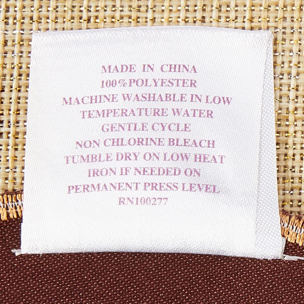 Violet Linen Thanksgiving Harvest Fall Pumpkin Pattern, Polyester Applique Embroidered Burlap, Gold, 12 Inch x 18 Inch, Oval, Set of 4, Decorative Place Mats