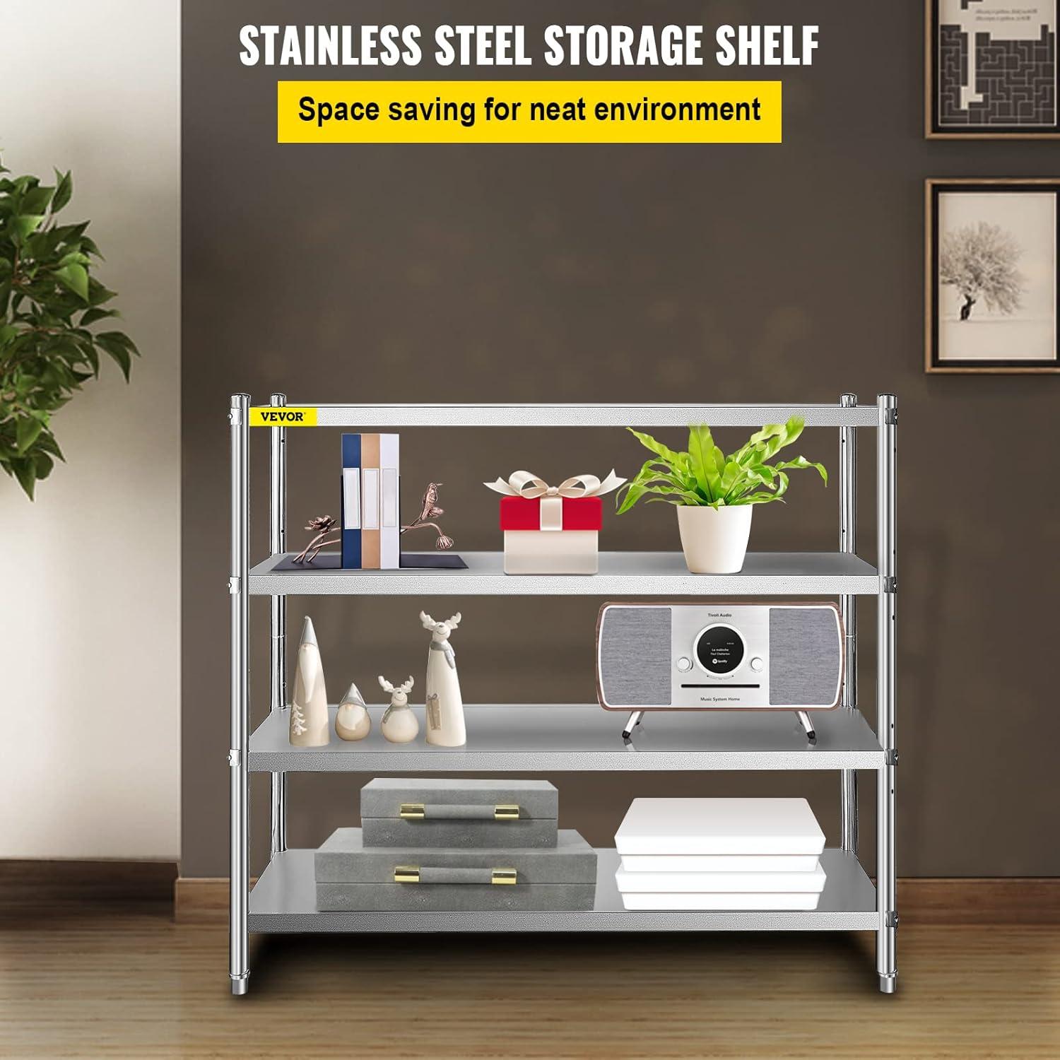 VEVOR 4-Tier Adjustable Stainless Steel Storage Shelf