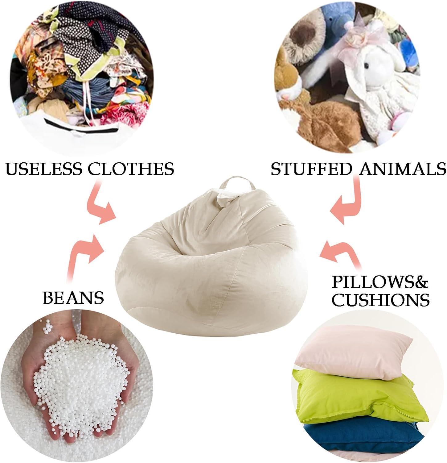 LPMOERA Stuffed Animal Storage Bean Bag Chair Cover (No Filler) for Kids and Adults.Pets Dogs/Cats Lazy Beds.Soft Premium Corduroy Stuffable Bean Bag for Organizing Children Plush Toys or Memory Foam