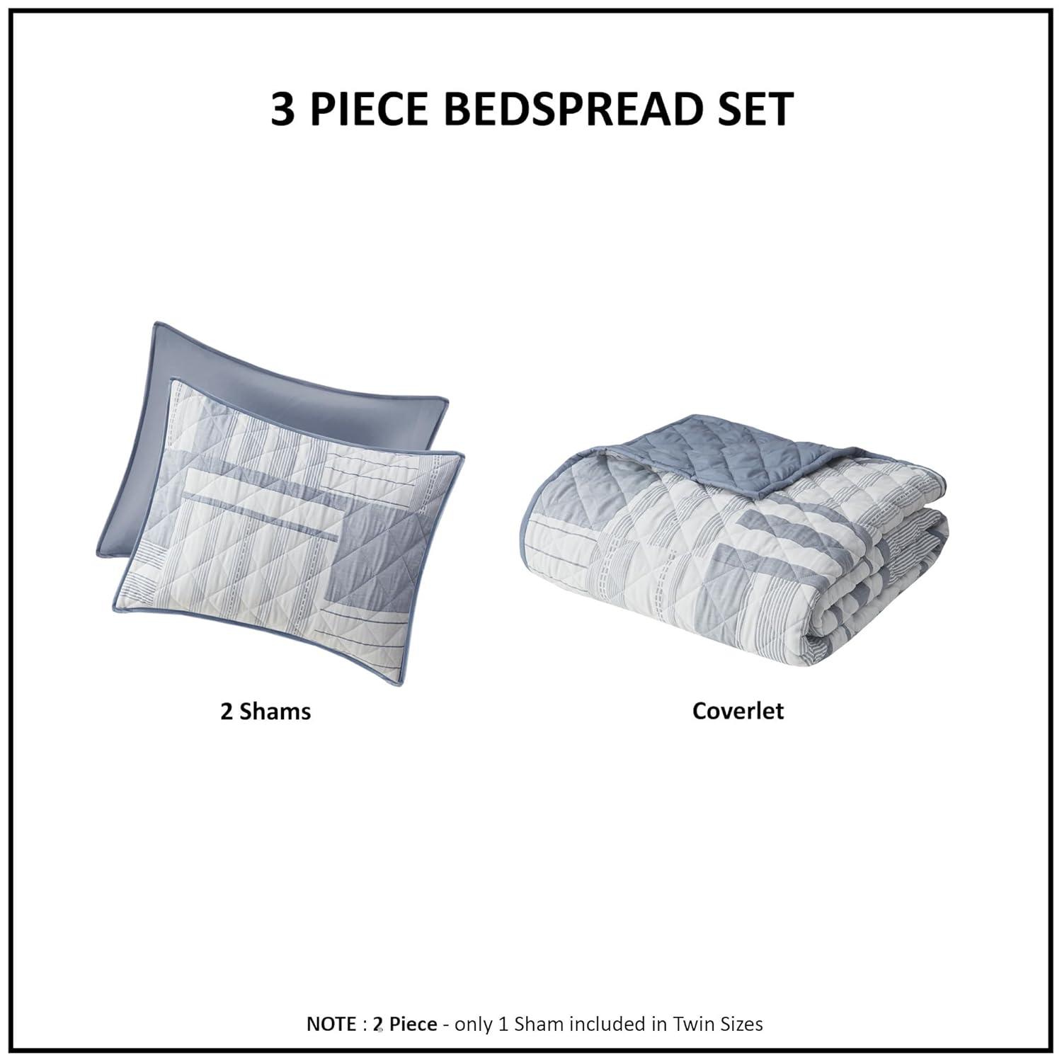 Madison Park Graham 3 Piece Quilted Patchwork Quilt Set