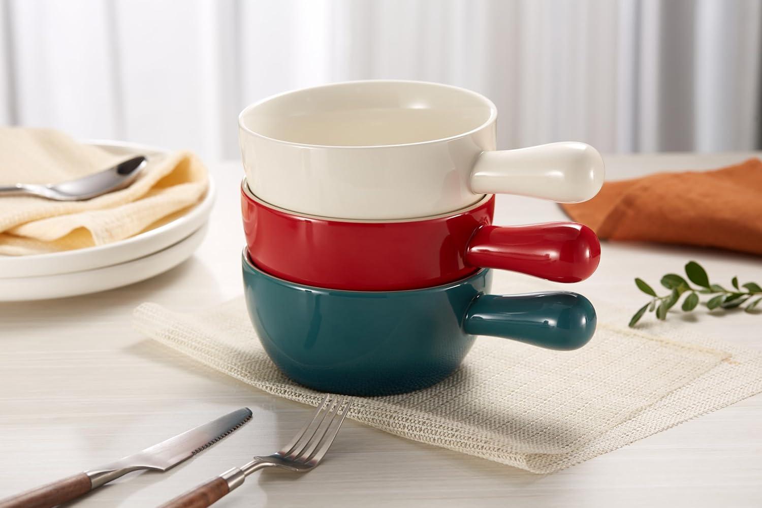 French Onion Soup Crocks, 24 oz, Set of 4, Crimson Ombre