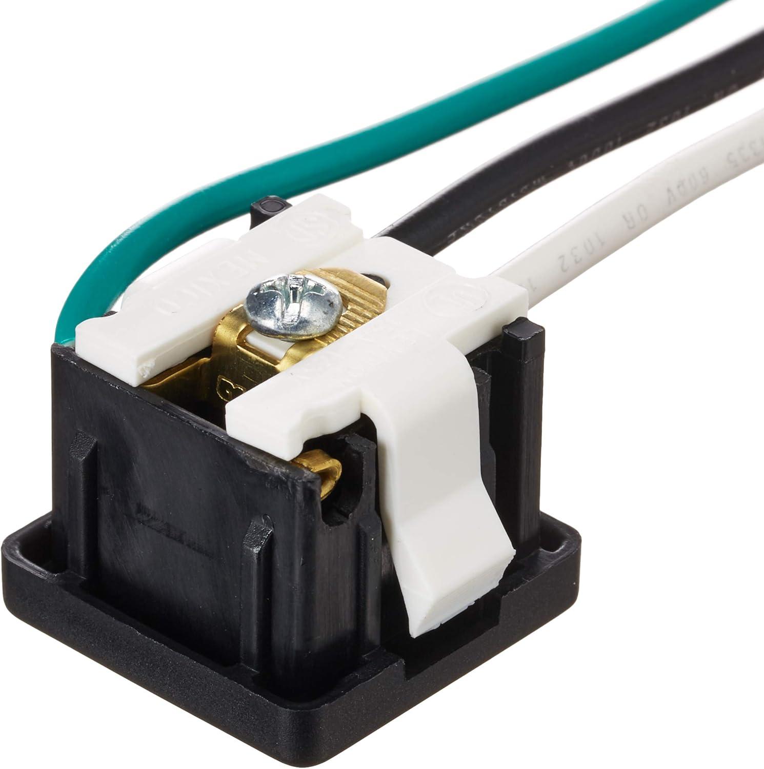 Black Thermoplastic Snap-In Receptacle with Leads