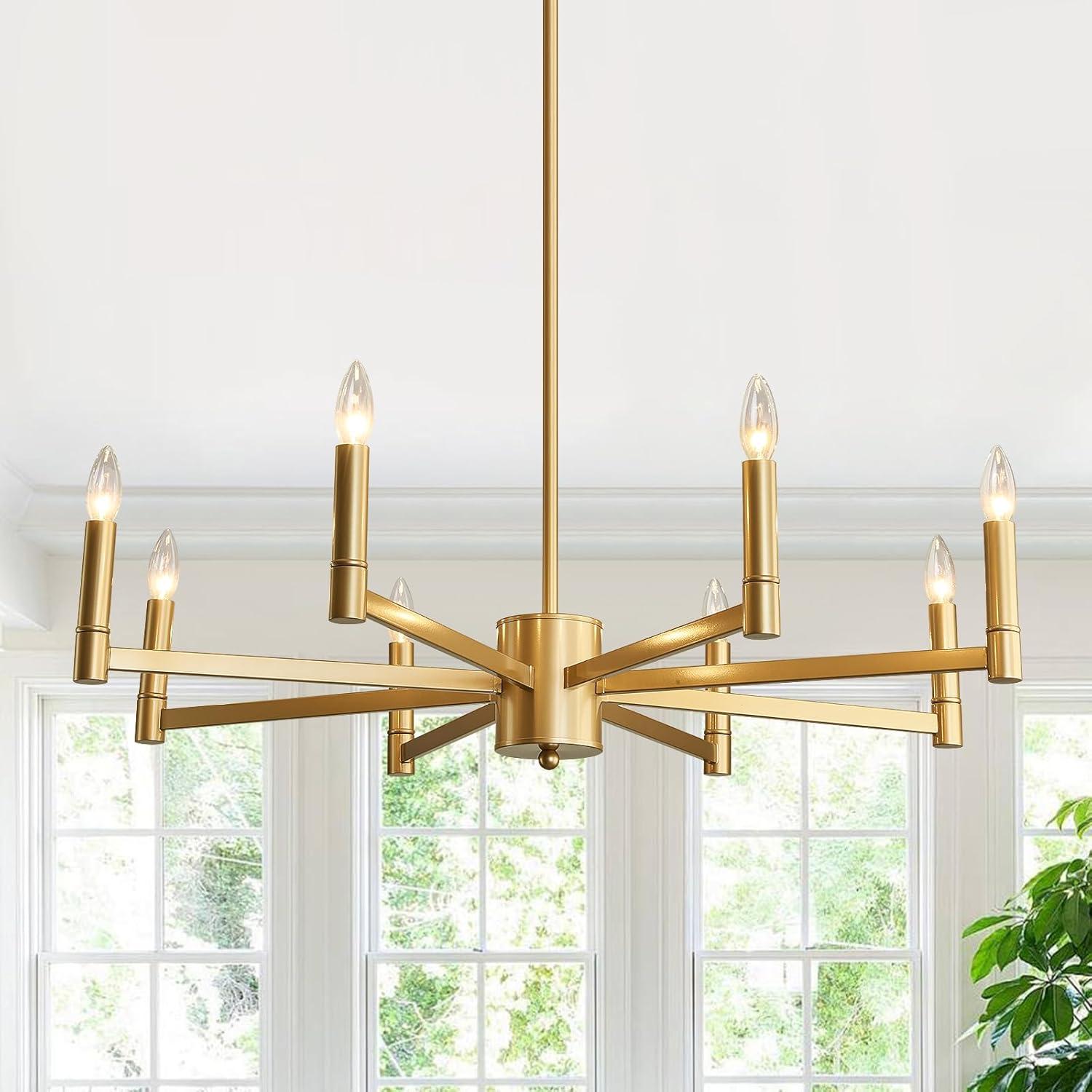 Gold 8-Light Candle Empire Chandelier with Metal Finish