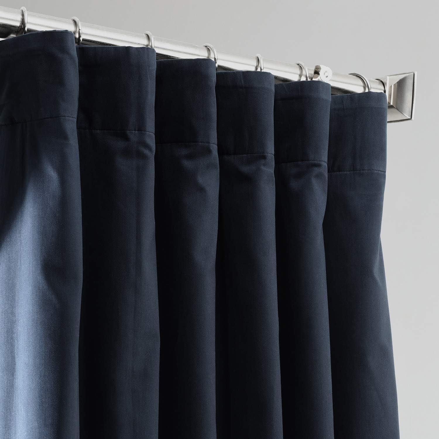 Polo Navy Solid Cotton Blackout Curtain (1 Panel), Polo Navy, 50W X 84L