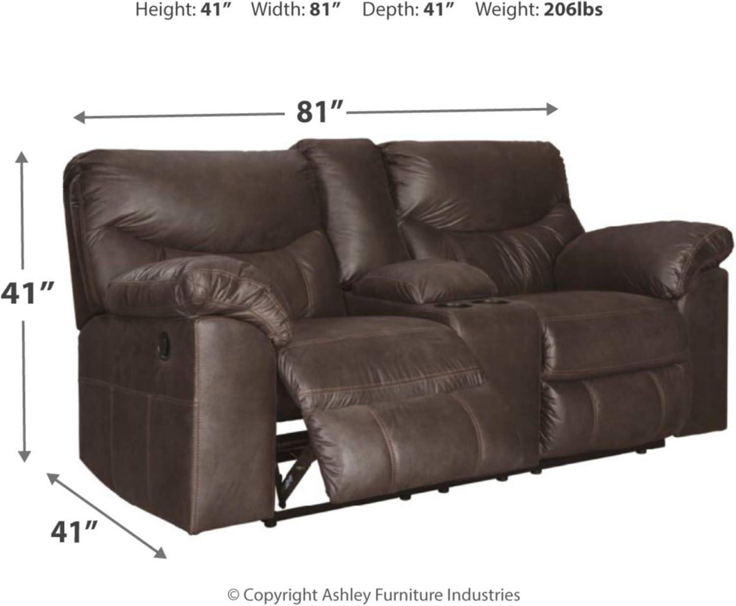 Signature Design by Ashley Boxberg Asiento Reclinable Doble con Consola, Teca