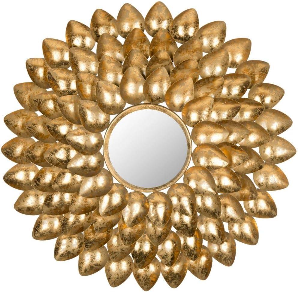 29" Round Gold Wood Sunburst Wall Mirror