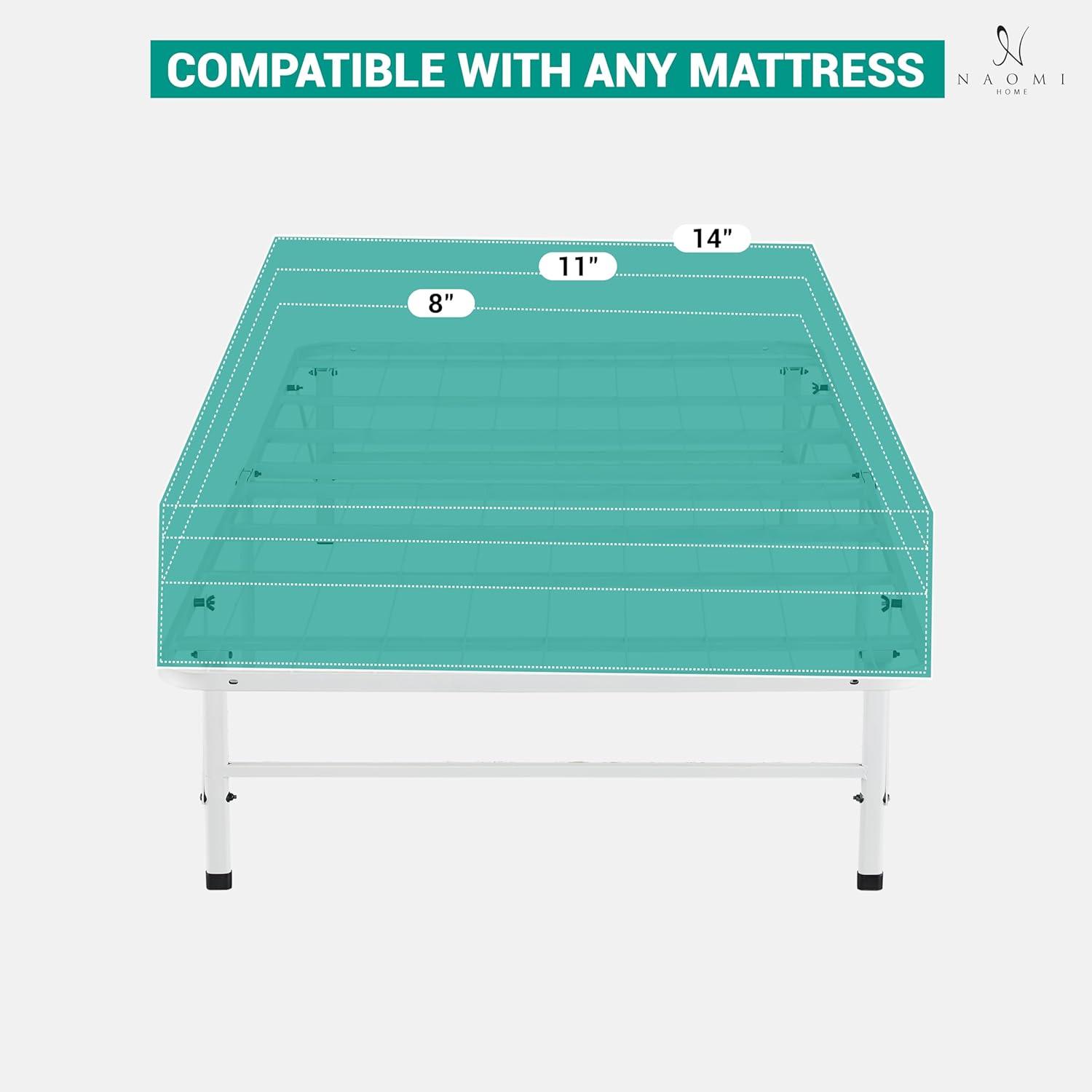 Alwyn Home Muscoy 14" Foldable Steel Bed Frame, No Box Spring Needed, Underbed Storage , Easy Assembly