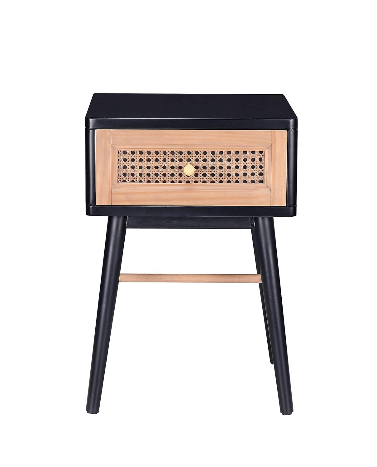 Fully-Assembled Modern Farmhouse Clean-Lined Nightstand, End Table with 1 Drawer, Black