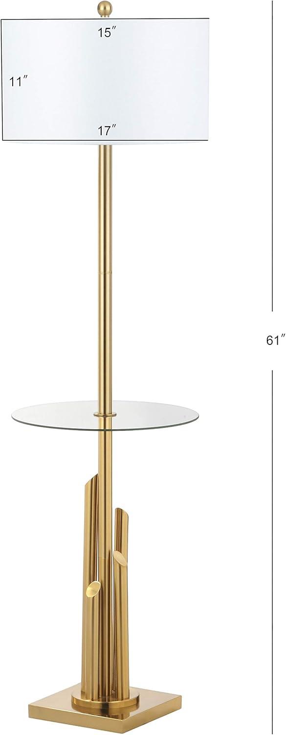 Ambrosio 61" Gold and White Floor Lamp with Glass Table