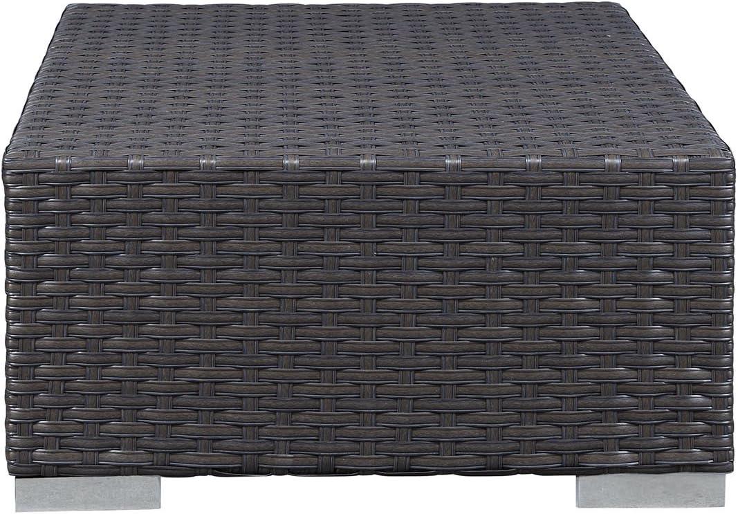 Modway Sojourn Aluminum and Rattan Patio Ottoman in Canvas/Navy