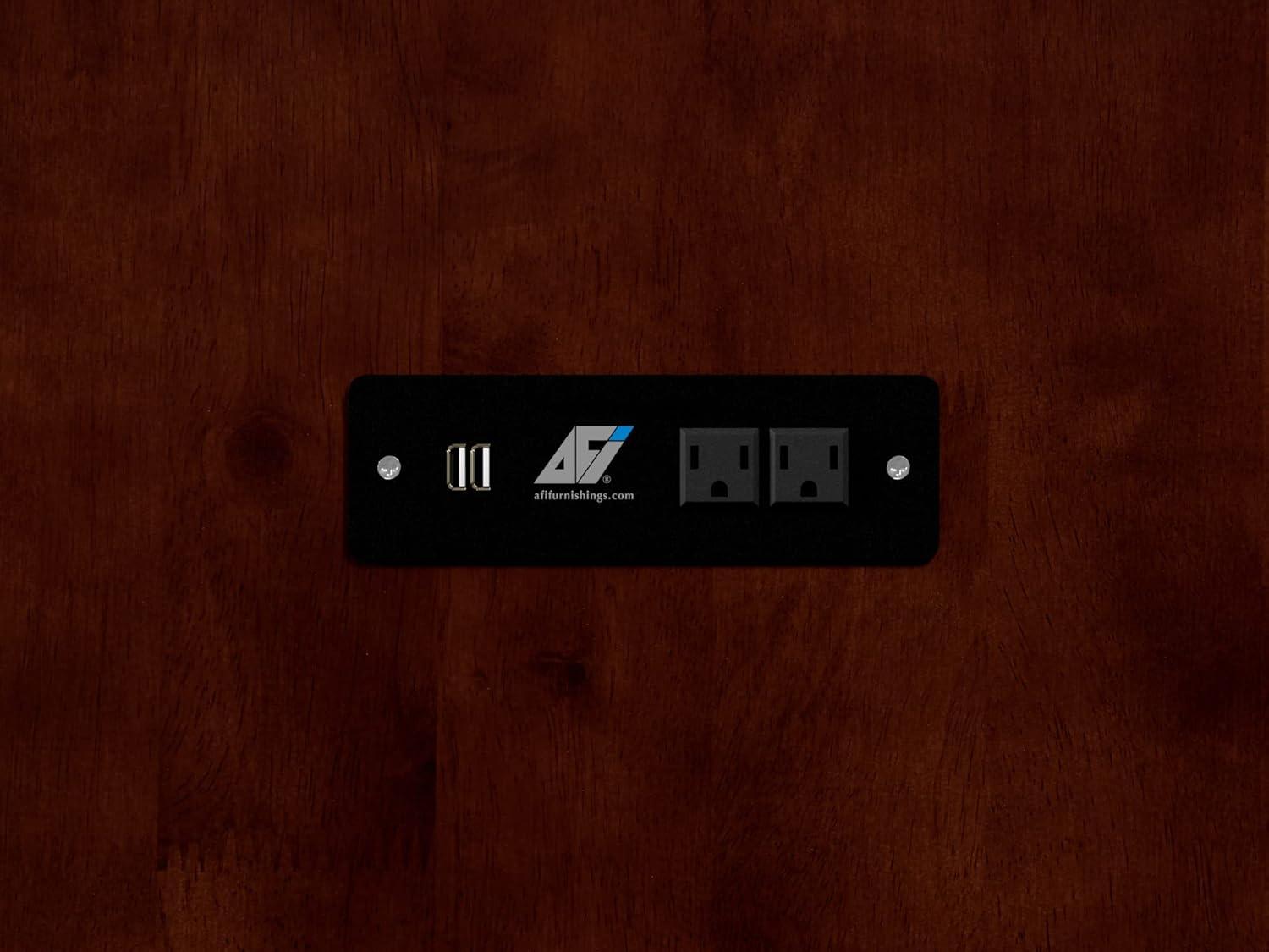 Queen Northfield Murphy Bed Chest Walnut - AFI: Hardwood Frame, Built-In USB Ports & Storage Drawer