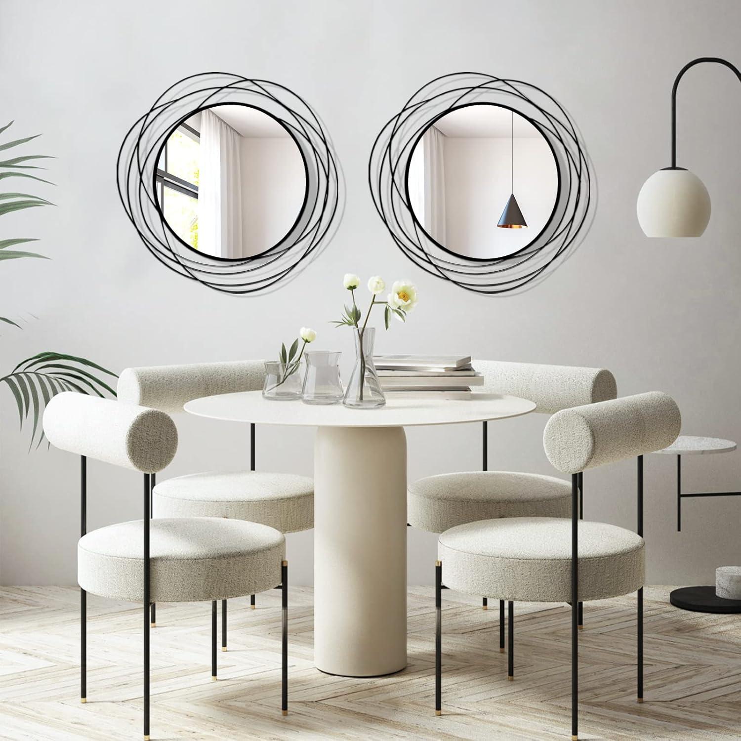 20'' Black Round Iron Frame Wall Mirror