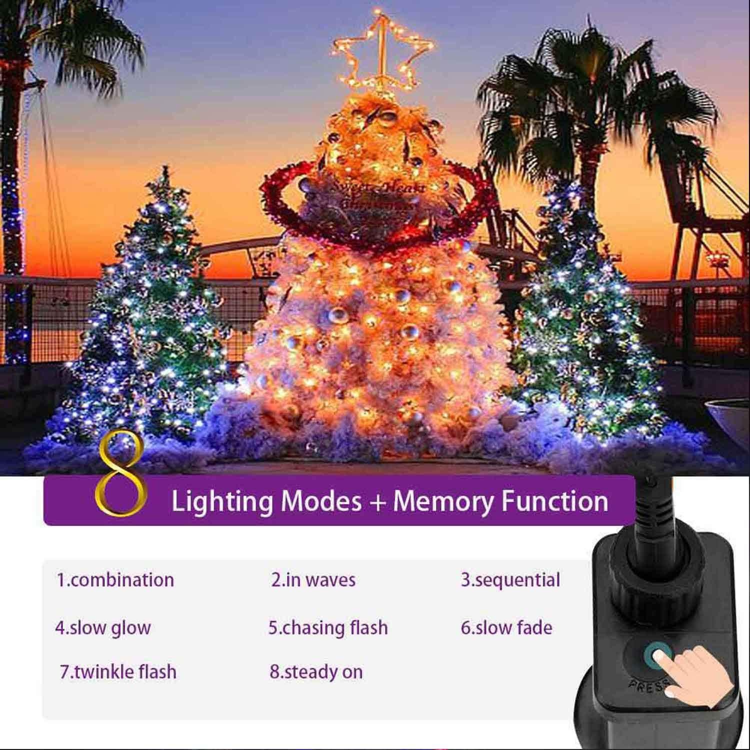 Morttic Christmas Decorative Mini Lights 200LED 66Ft Connectable Plug in Christmas Lights String Lights, Waterproof Fairy Lights 8 Lighting Modes for Bedroom Wedding Room Party Christmas Tree Decor