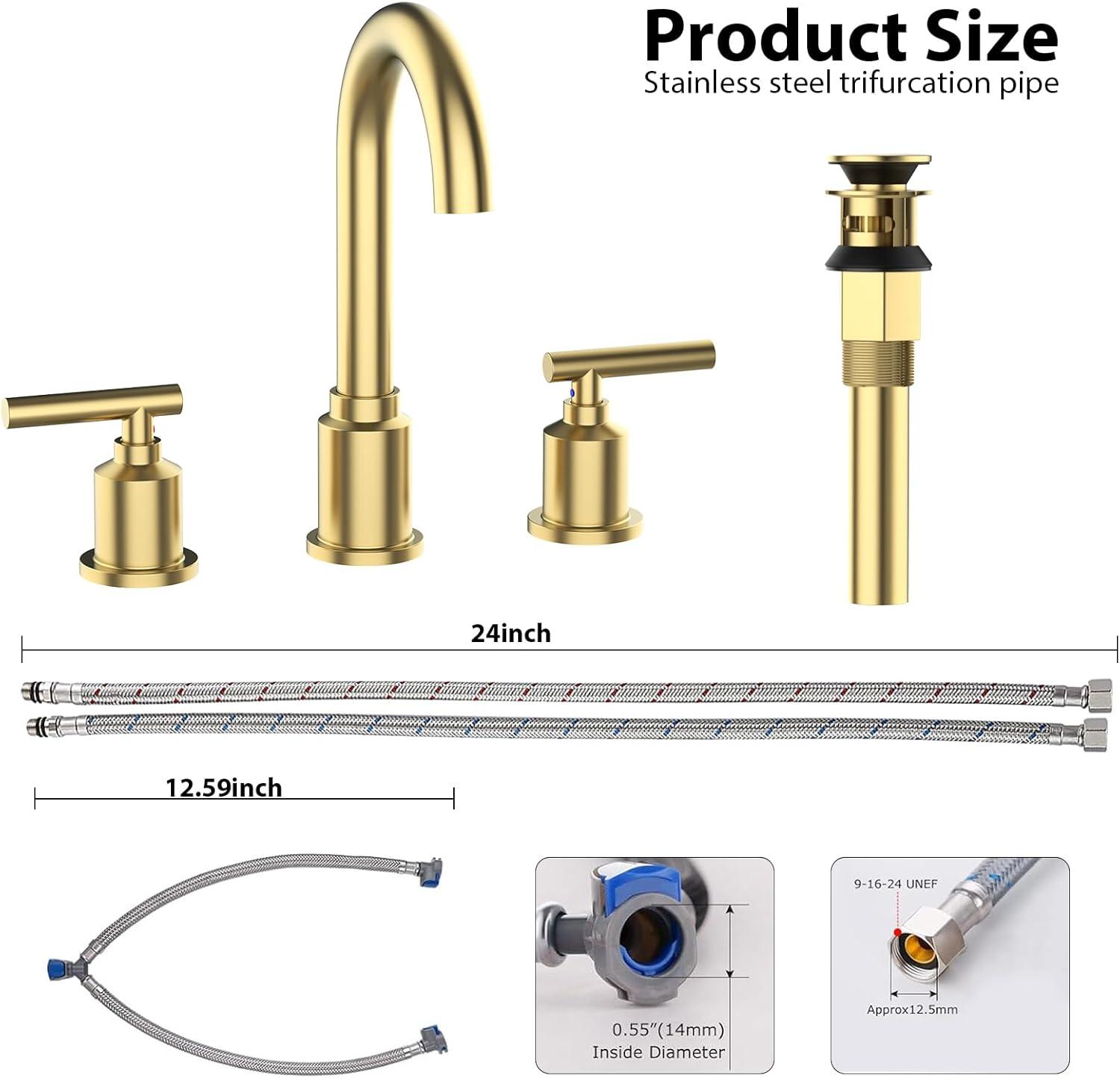 Brushed Nickel Stainless Steel 8-Inch Widespread Bathroom Faucet