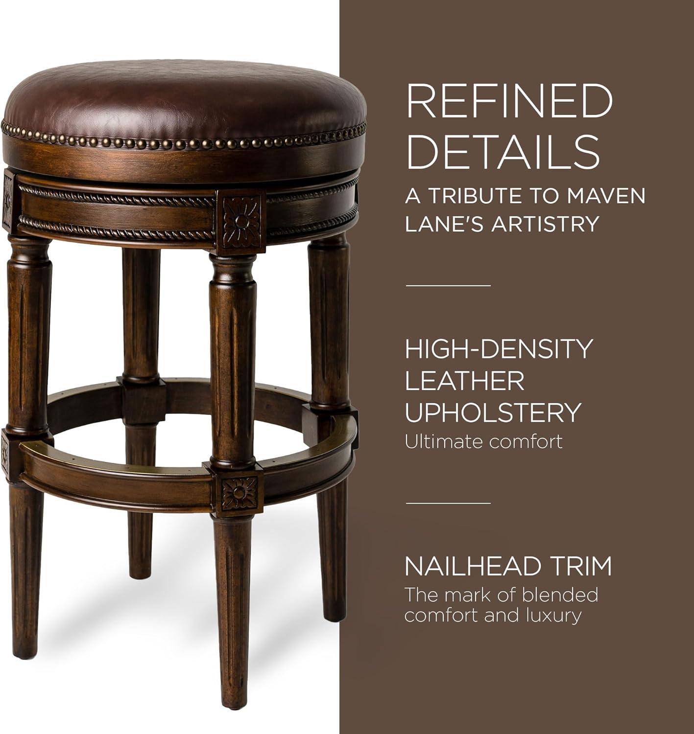 Maven Lane Pullman Backless Bar Stool with Vegan Leather Upholstery