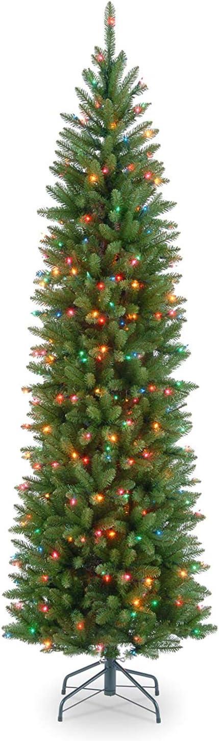 7.5' Pre-Lit Slim Kingswood Fir Christmas Tree with Multicolor Lights