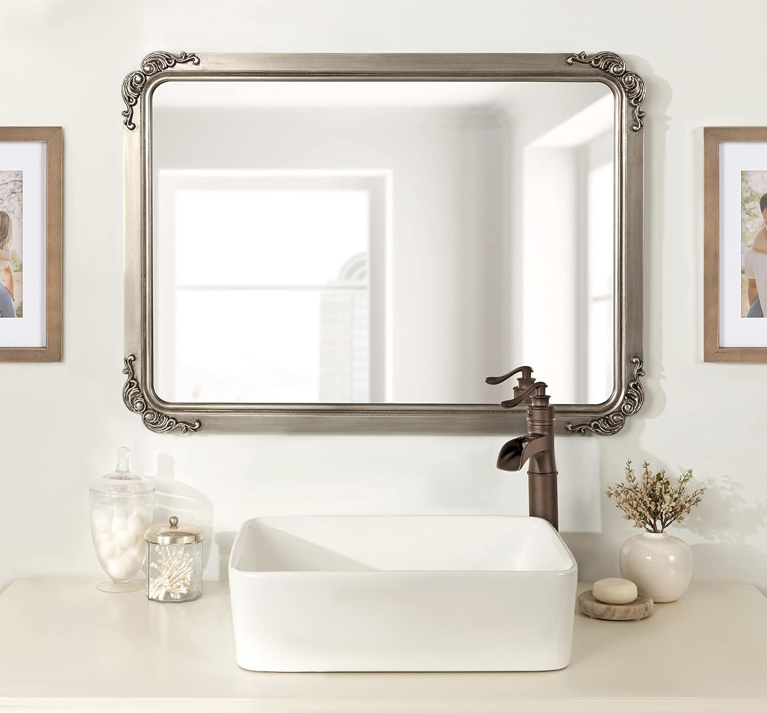 Kate and Laurel Ivette MDF Rectangle Mirror, 25x35, Silver