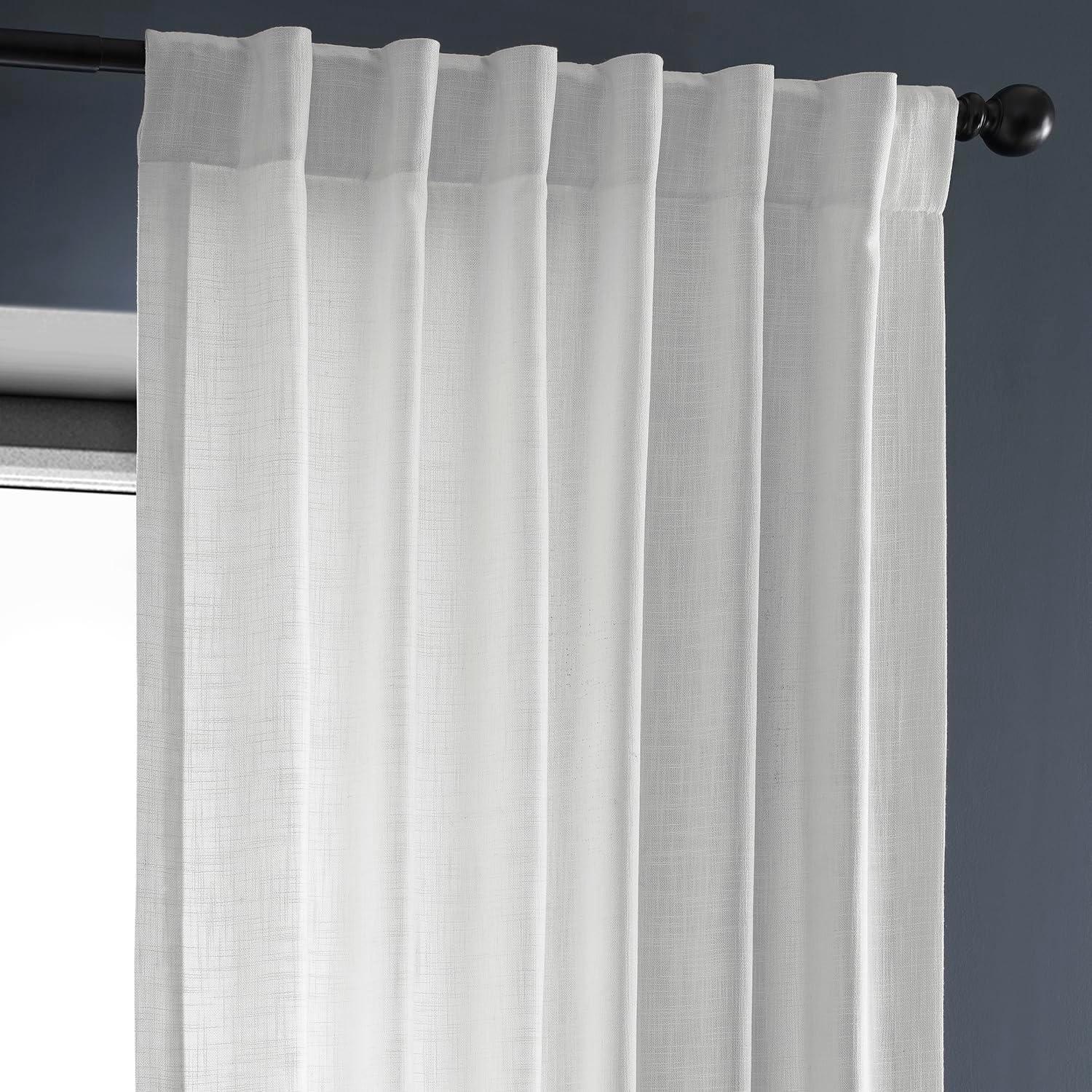 Rice White Heavy Faux Linen Curtain (1 Panel), Rice White, 50W X 120L