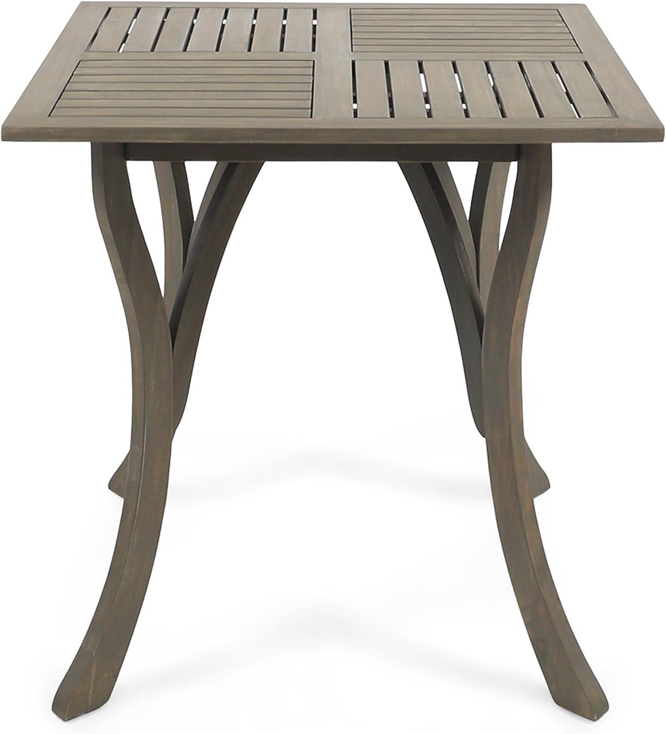 Gray Acacia Wood Square Outdoor Dining Table