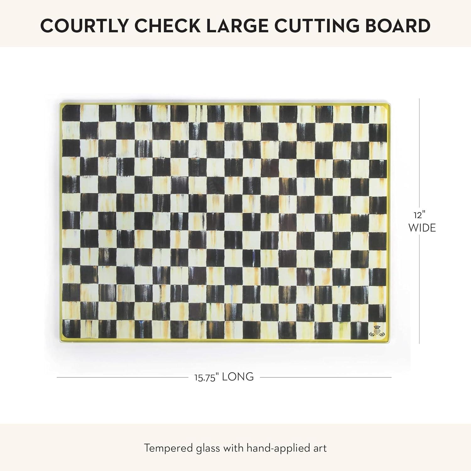 Courtly Check Tempered Glass 11.5"x15.75" Kitchen Cutting Board