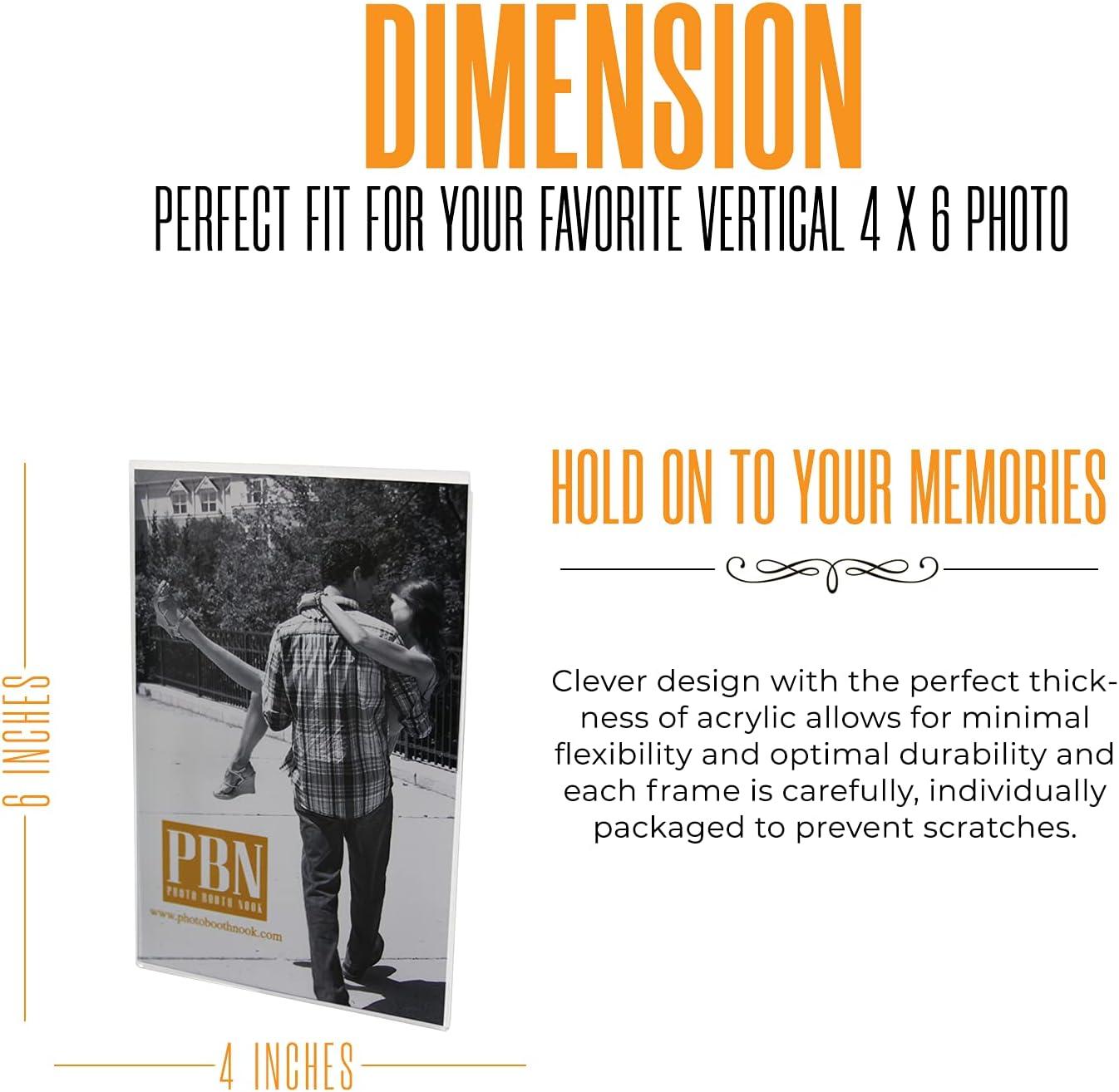 Photo Booth Nook | Magnetic Photo Frames for Refrigerator 4x6 (12 Count) | Clear Acrylic Picture frames 4x6 | Vertical Orientation