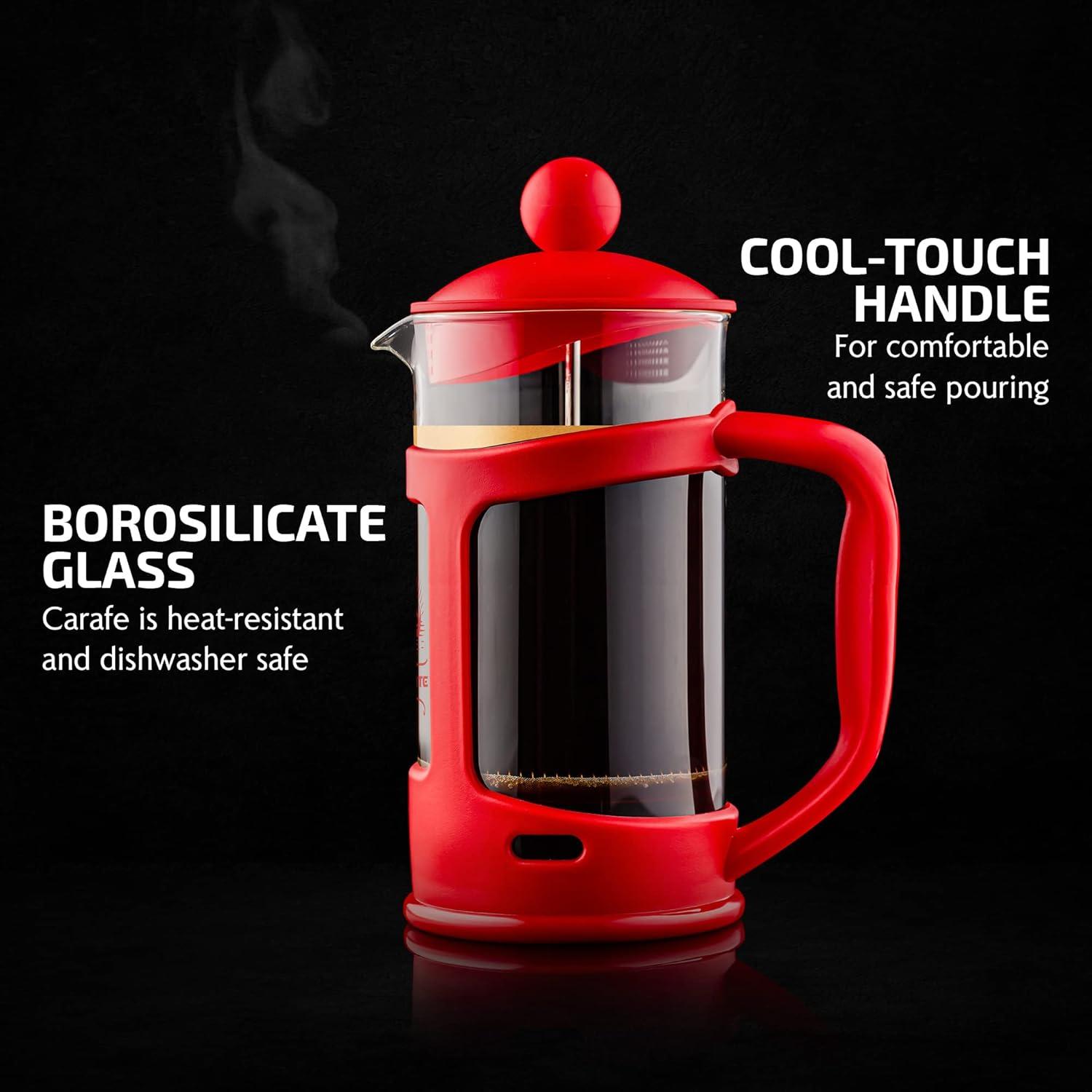 Ovente OVENTE 12 Ounce French Press Coffee Tea and Espresso 4 Filter Stainless-Steel FPT12R