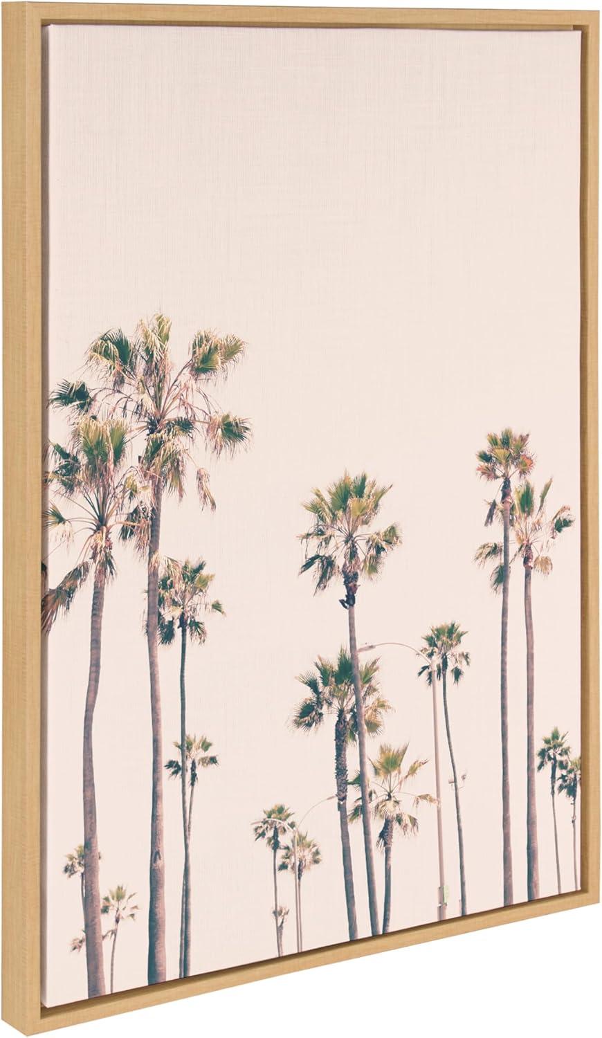 Kate & Laurel All Things Decor 23"x33" Sylvie Pink Palm Tree Paradise Framed Wall Art by Caroline Mint: Coastal Style, Modern Digital Art