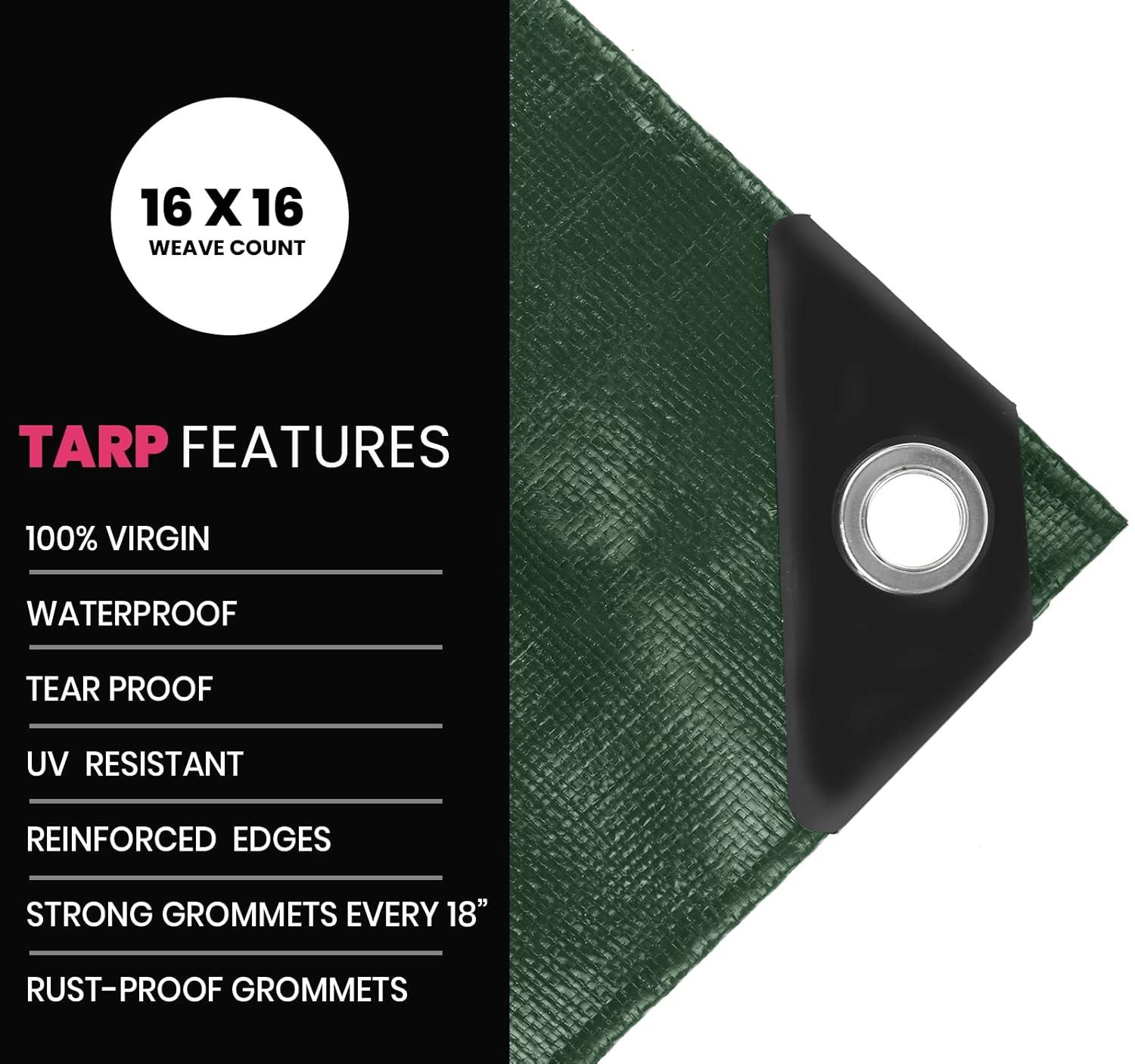 PROTARP 22 Mil Heavy Duty Polyethylene Tarp, Waterproof, UV Resistant