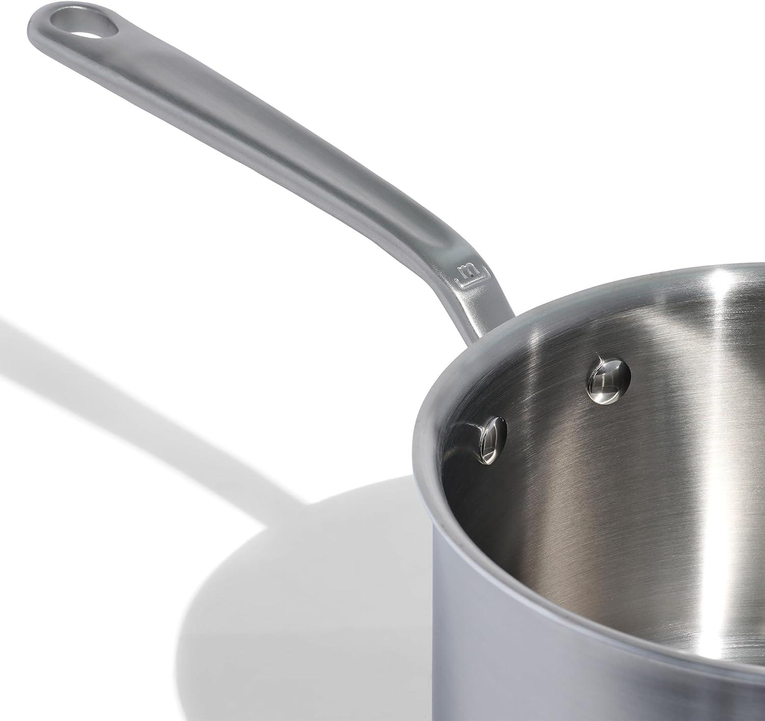 Italian 4 Quart Stainless Steel Saucepan with Lid