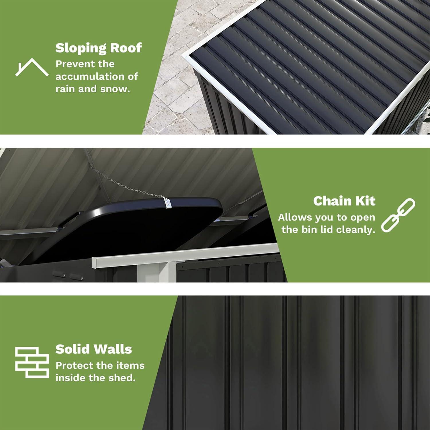 Patiowell 8' x 10' Outdoor Storage Shed, Large Garden Tool Metal Shed with Sloping Roof and Double Lockable Door, Outdoor Shed for Backyard Garden Patio Lawn, Brown