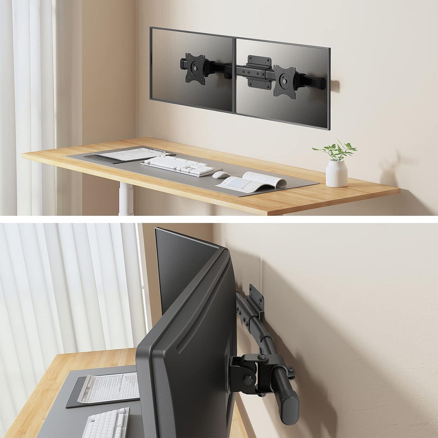 Black Steel Dual VESA Monitor Wall Mount Bracket