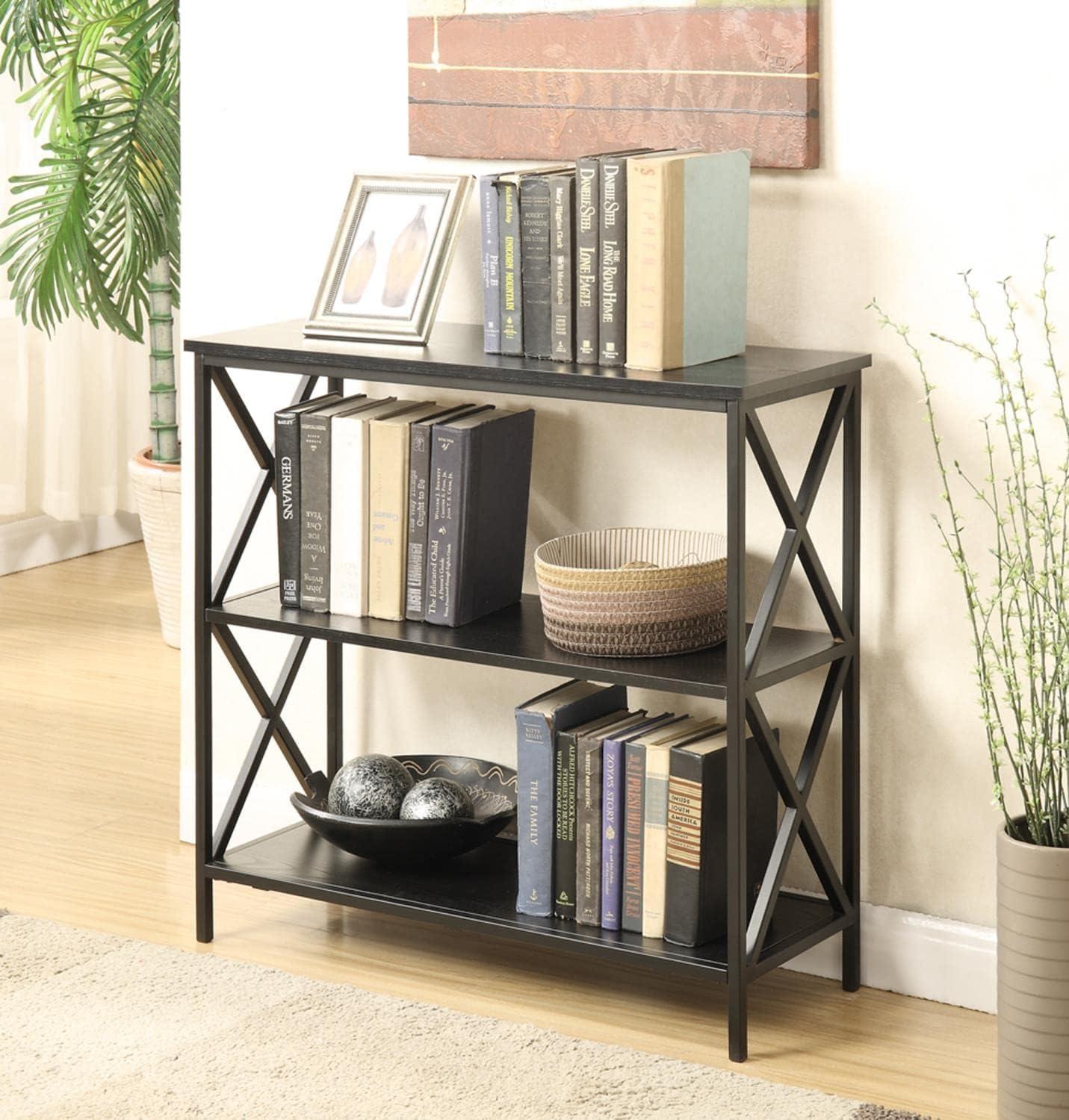 Tucson Modern Black 3-Tier Particleboard Bookcase