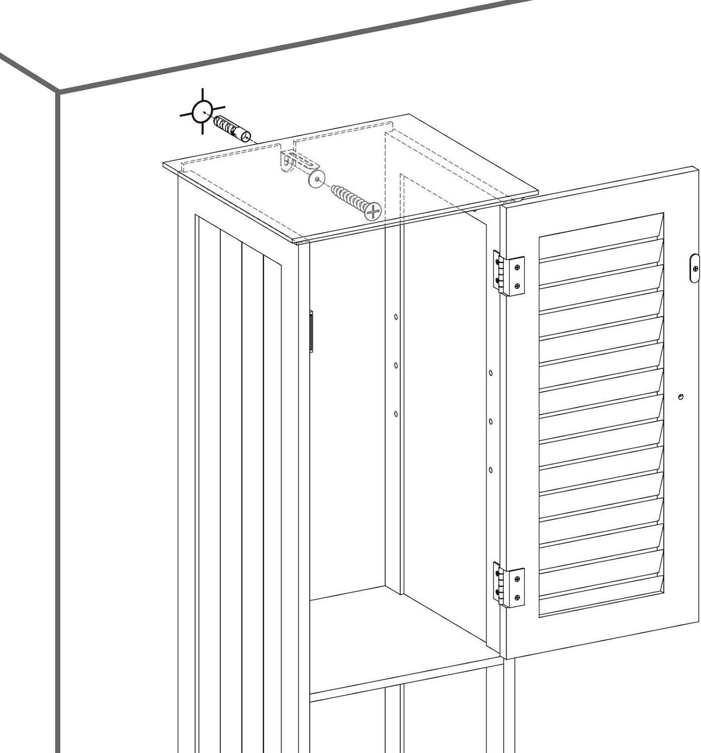 VASAGLE Bathroom Cabinet Storage Cabinet with Shutter Doors Drawer and Removable X-Shaped Stand White