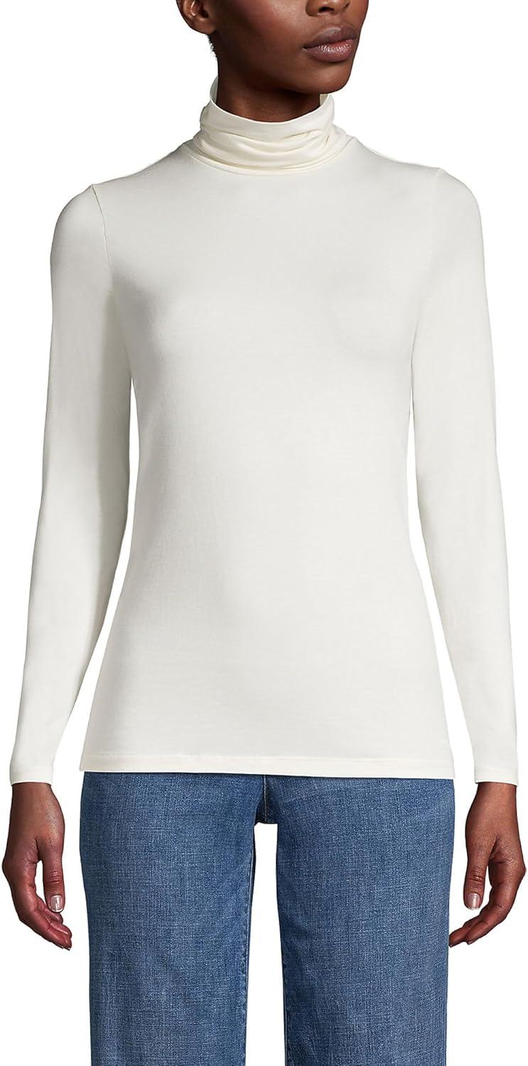 Lands' End Women's Lightweight Jersey Skimming Long Sleeve Turtleneck