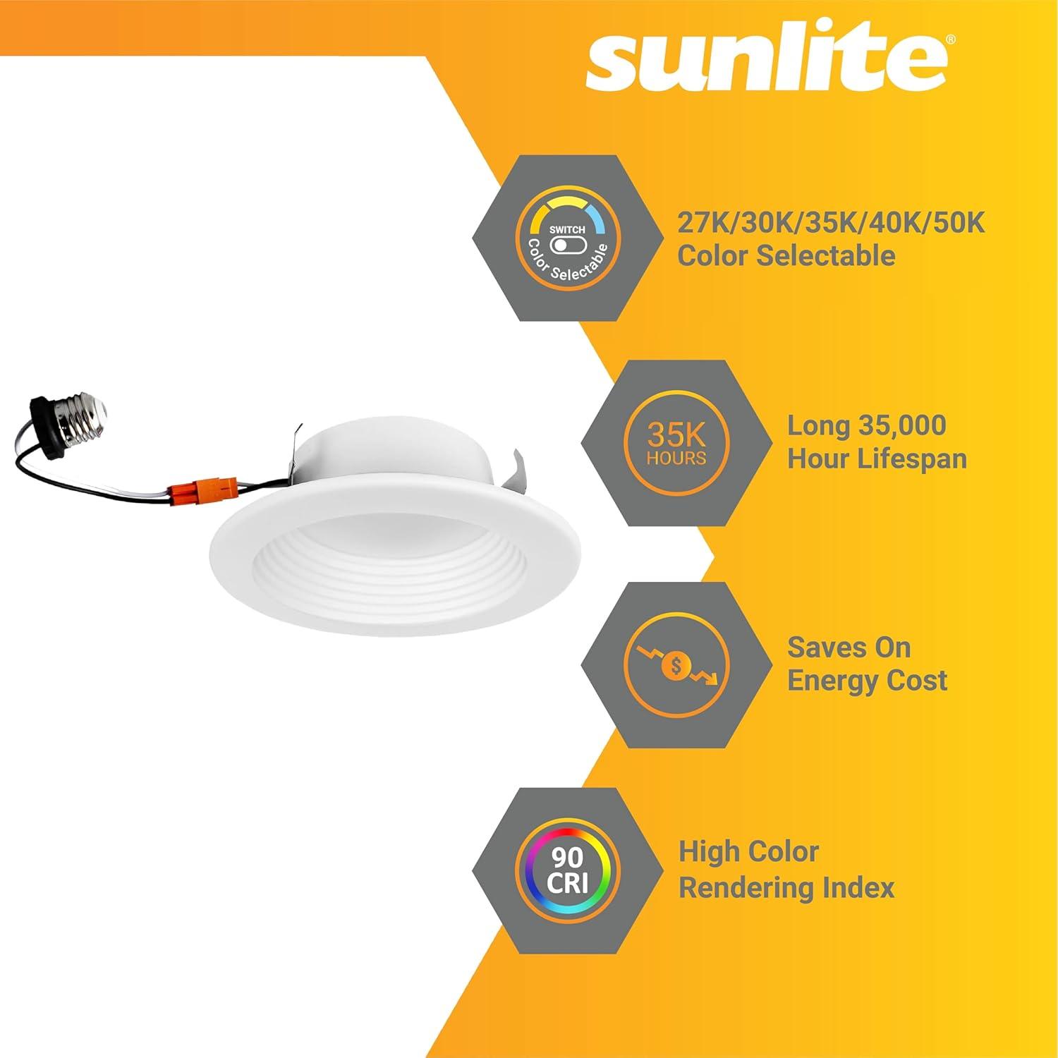 Sunlite 5.5'' Selectable Color Temperature LED Retrofit Recessed Lighting Kit (Set of 6) WF41737