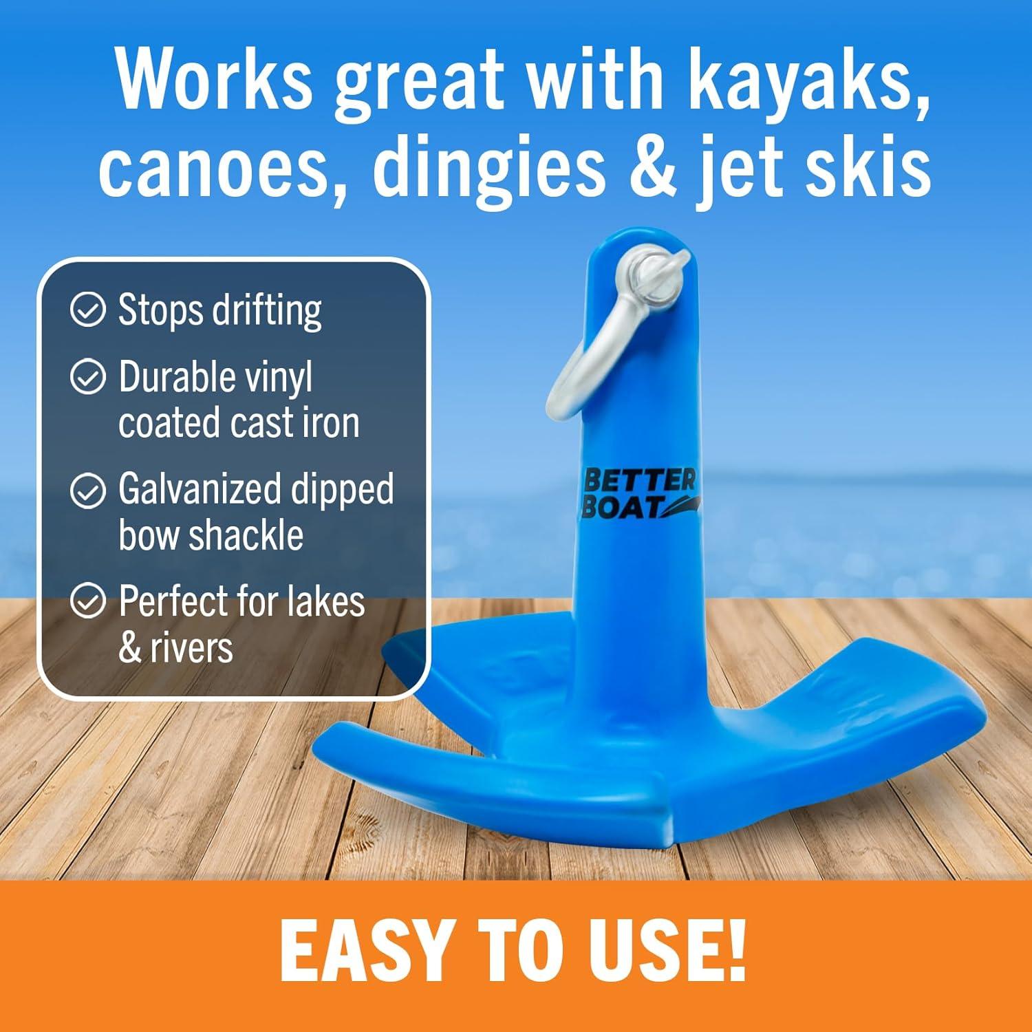 River Anchor 8lb Boat Anchor Mushroom Anchor 8 lb River Anchors for Boats Coated Anchor Marine Grade Pontoon or River Boats, Row Boat, Kayak, Jon Boat 8, 10 or 15 Foot Boat Anchors 12, 20 or 30 Pound