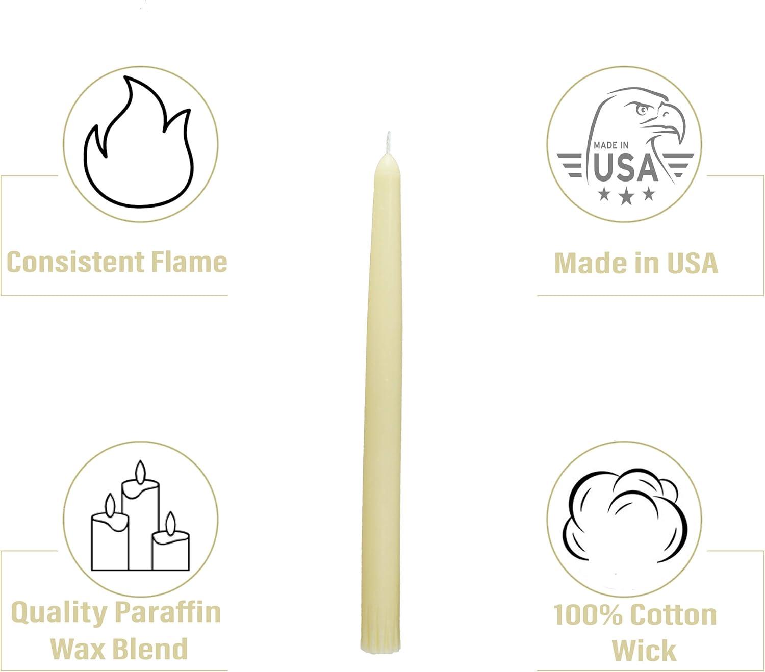 CANDWAX 10 inch Taper Candles Pack of 4 - Dripless Taper Candles and Unscented Candlesticks - Perfect as Dinner Candles and Household Candles - Ivory Candles