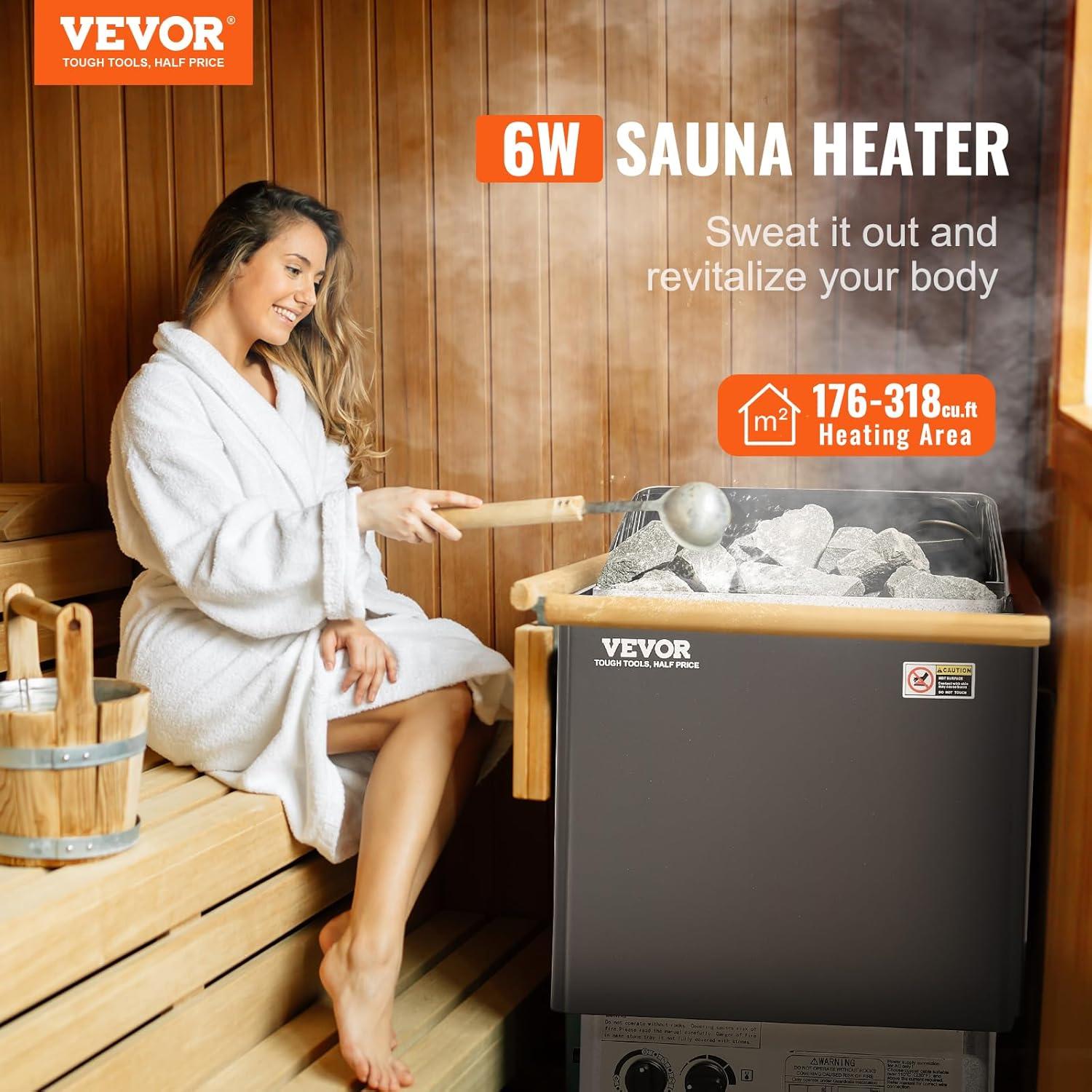 VEVOR 6KW Black Stainless Steel Electric Sauna Heater