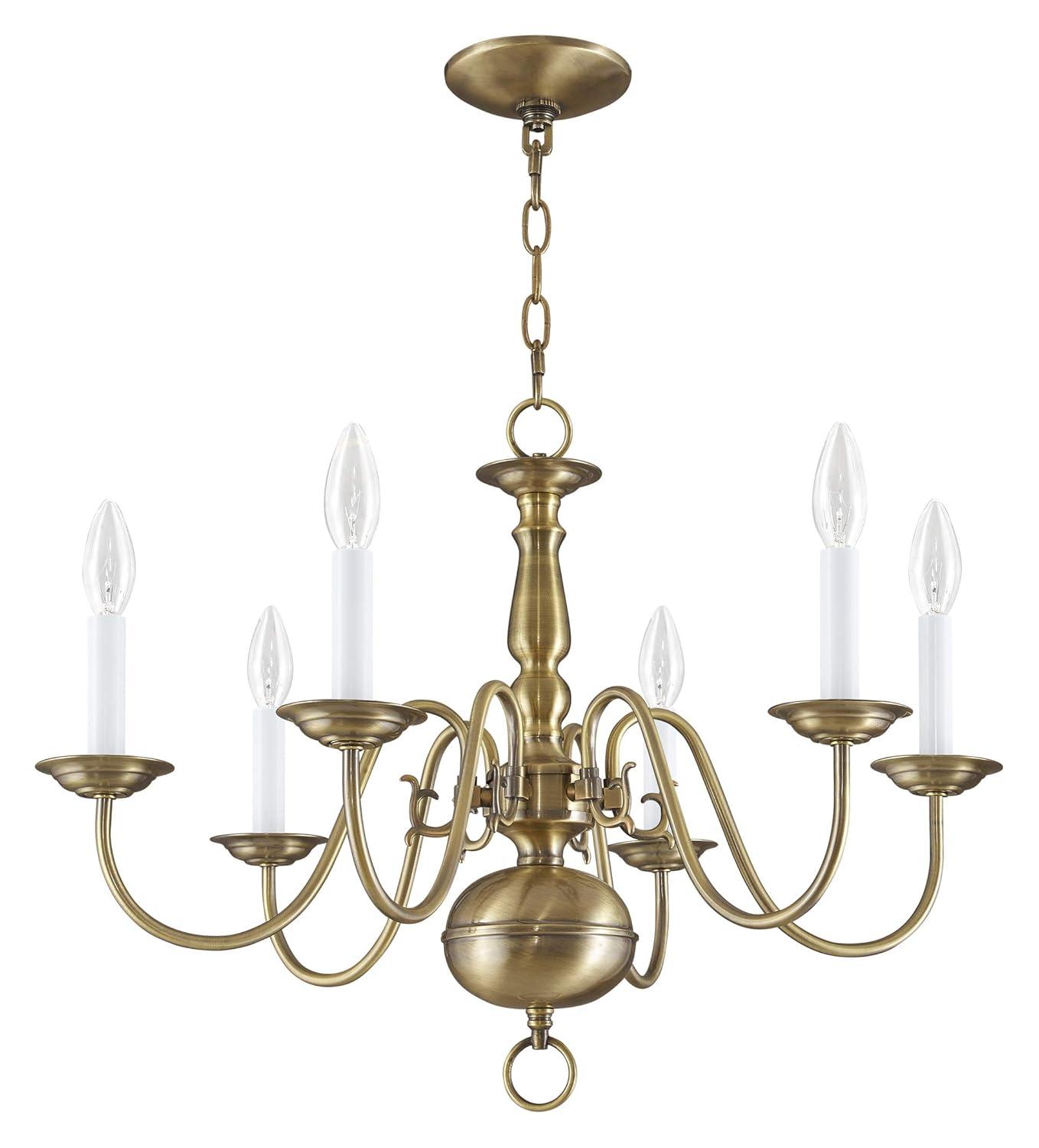 Livex Lighting Williamsburgh 6 - Light Chandelier in  Antique Brass