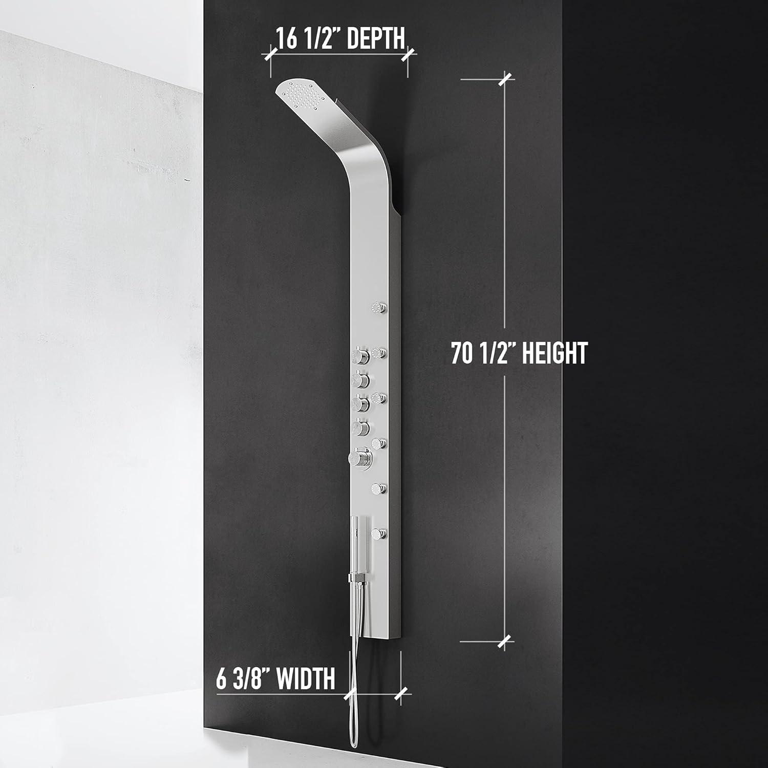 Brielle 71" H X 6" W 6-Jet Shower System with Hand Shower Wand and Rainfall Shower Head