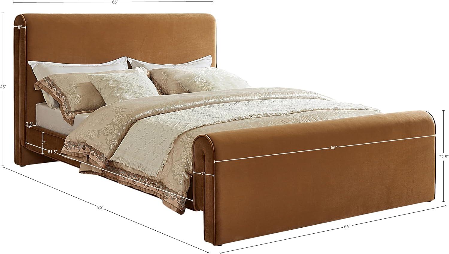 Meridian Furniture Sloan Saddle Velvet Queen Bed