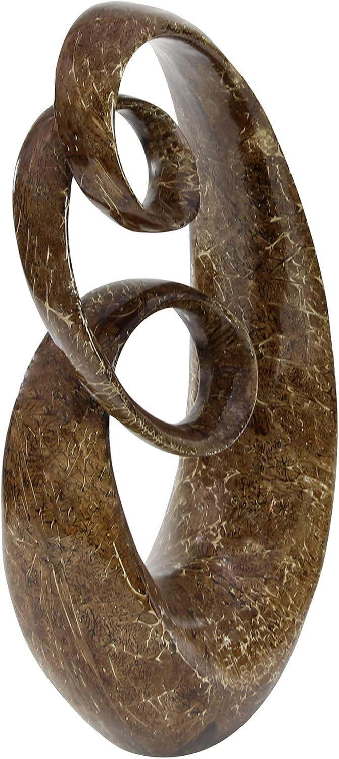 Abstract Brown Polystone Swirl Decorative Sculpture