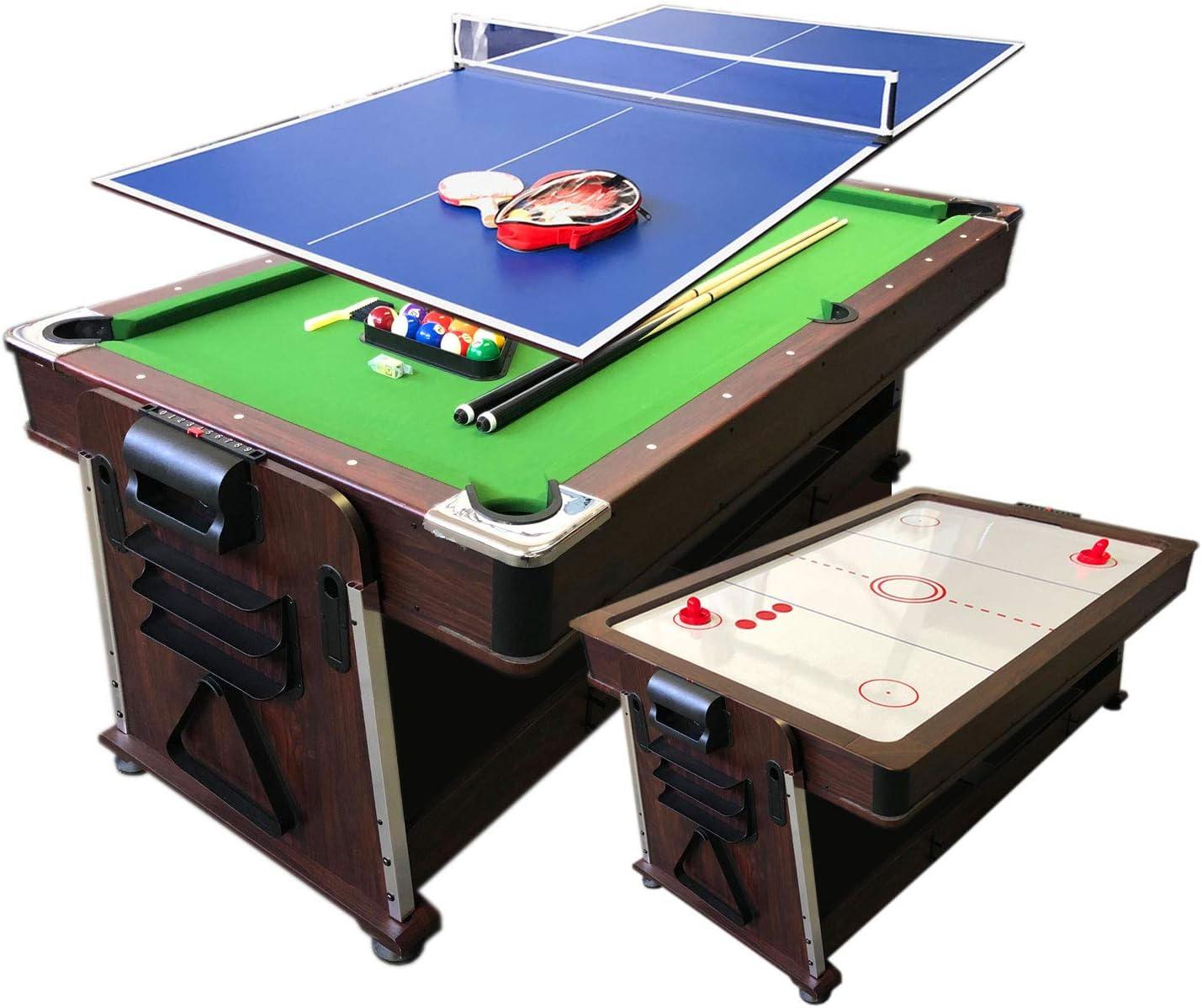 7ft Multi-Game Green Pool, Air Hockey, Ping Pong, Dining Table