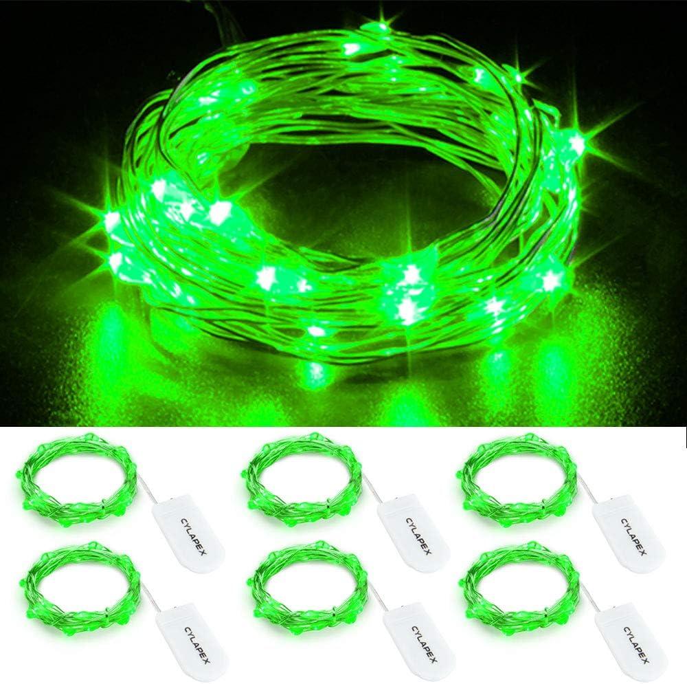 CYLAPEX 6 Pack Blue Fairy Lights Battery Operated Fairy String Lights Firefly Lights LED Starry String Lights 3.3ft 20 LEDs Silvery Copper Wire for Christmas DIY Decoration Costume Wedding Party