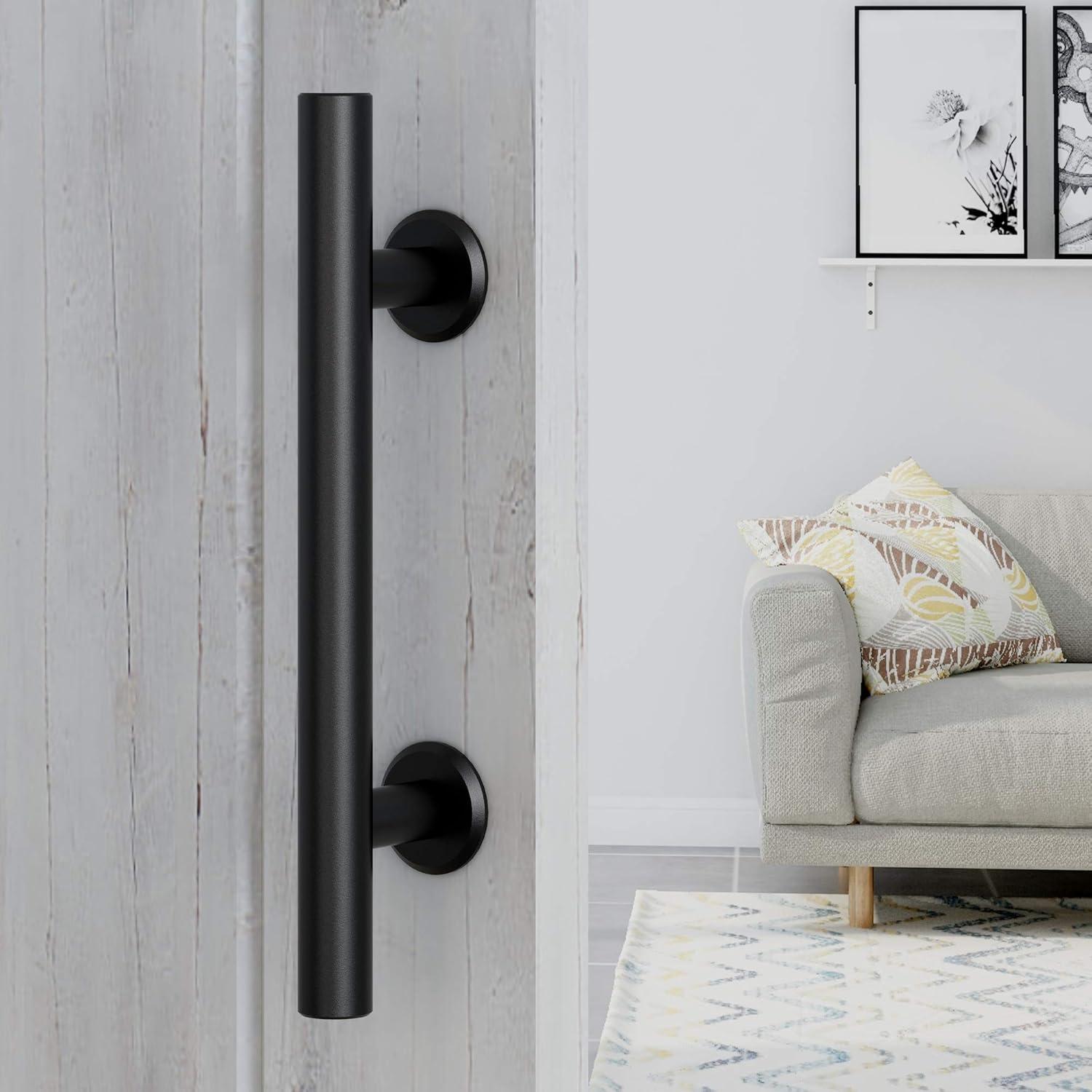 Black Heavy Duty Steel Sliding Barn Door Handle Set