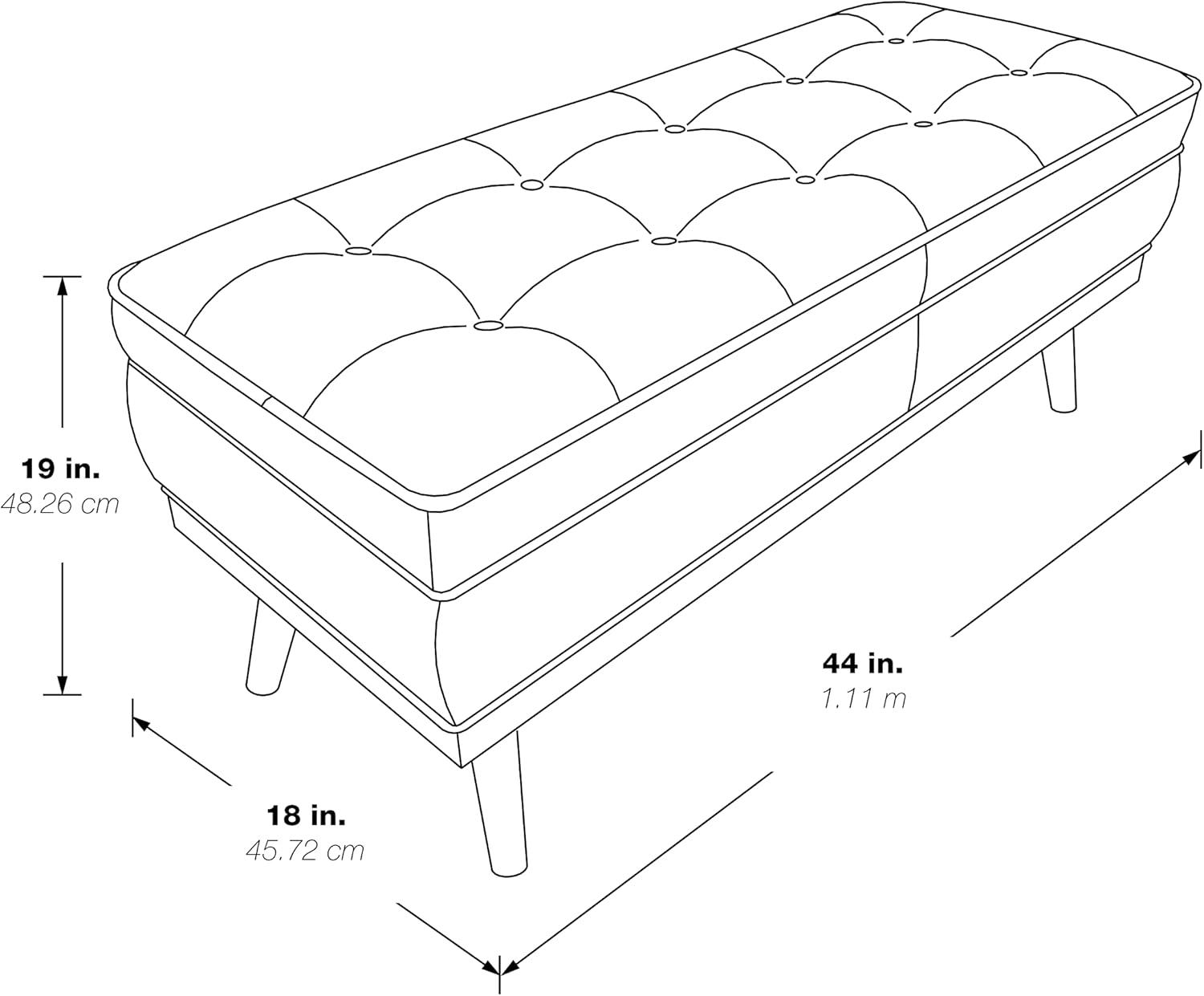 Katheryn Storage Bench Green - OSP Home Furnishings: Mid-Century Modern Ottoman, Plywood Frame, Polyester Upholstery