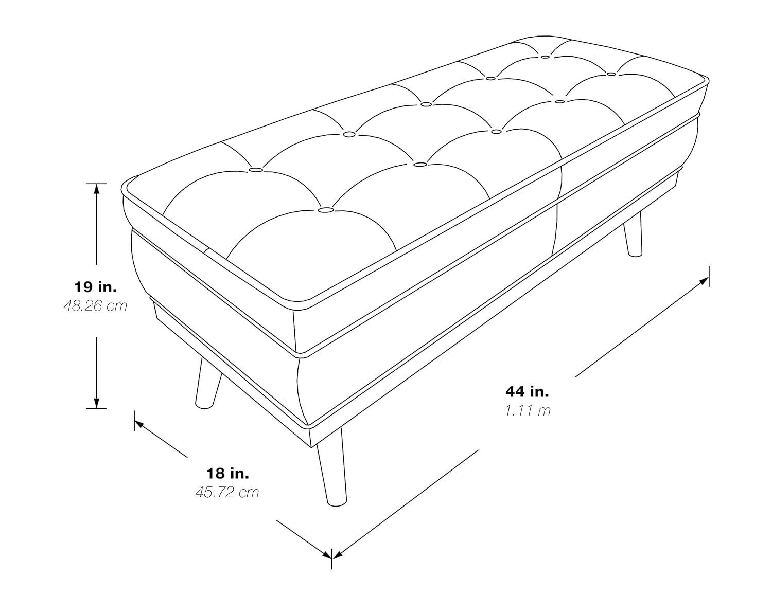 Katheryn Storage Bench Green - OSP Home Furnishings: Mid-Century Modern Ottoman, Plywood Frame, Polyester Upholstery