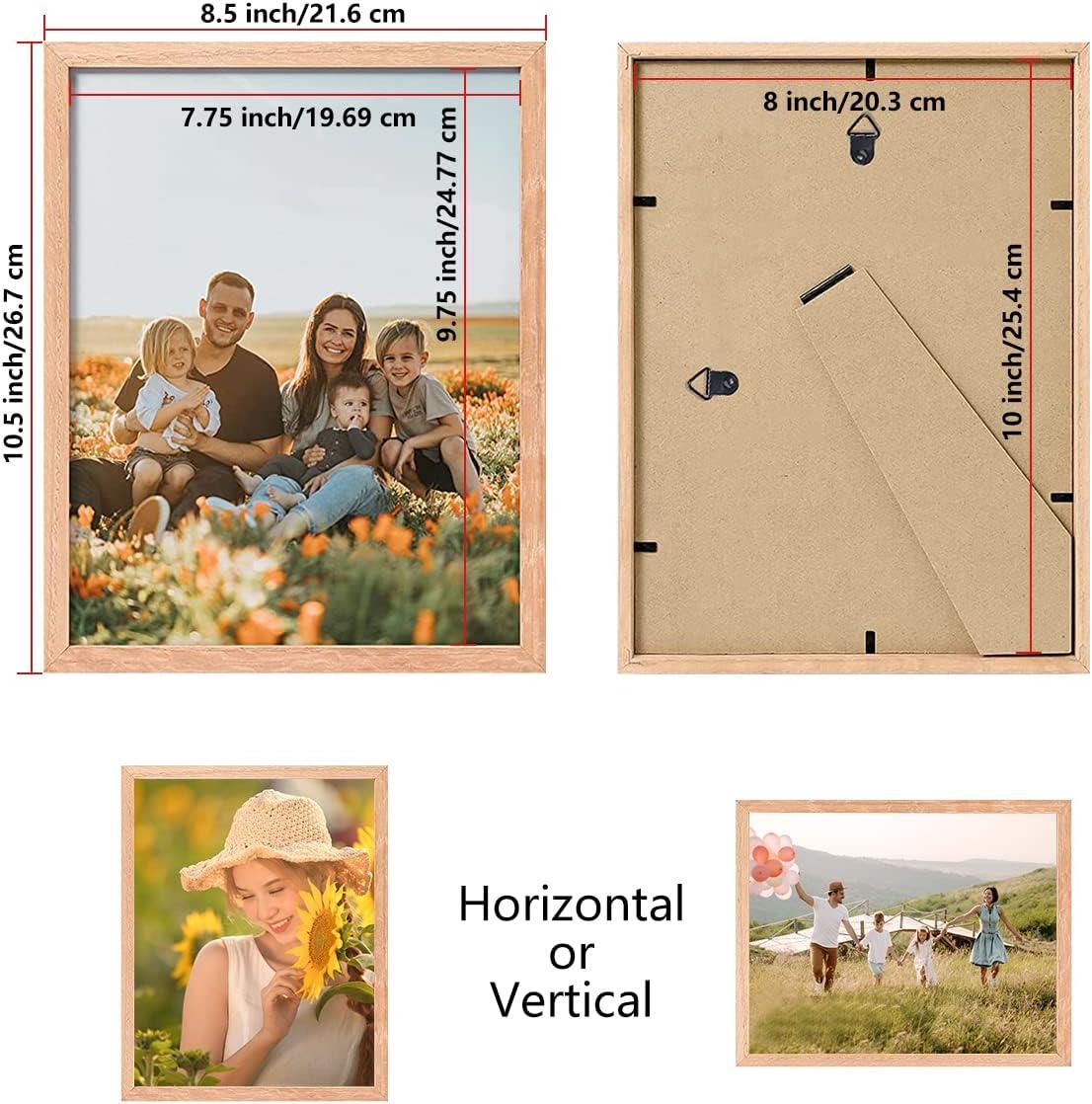 ATOBART 8x10 Set of 2 Oak Wood Picture Frame Solid Wooden Photo Frame Natural Wood Color Frames with Real Glass for Wall Mounting or Tabletop Living Room Bedroom Home Decor